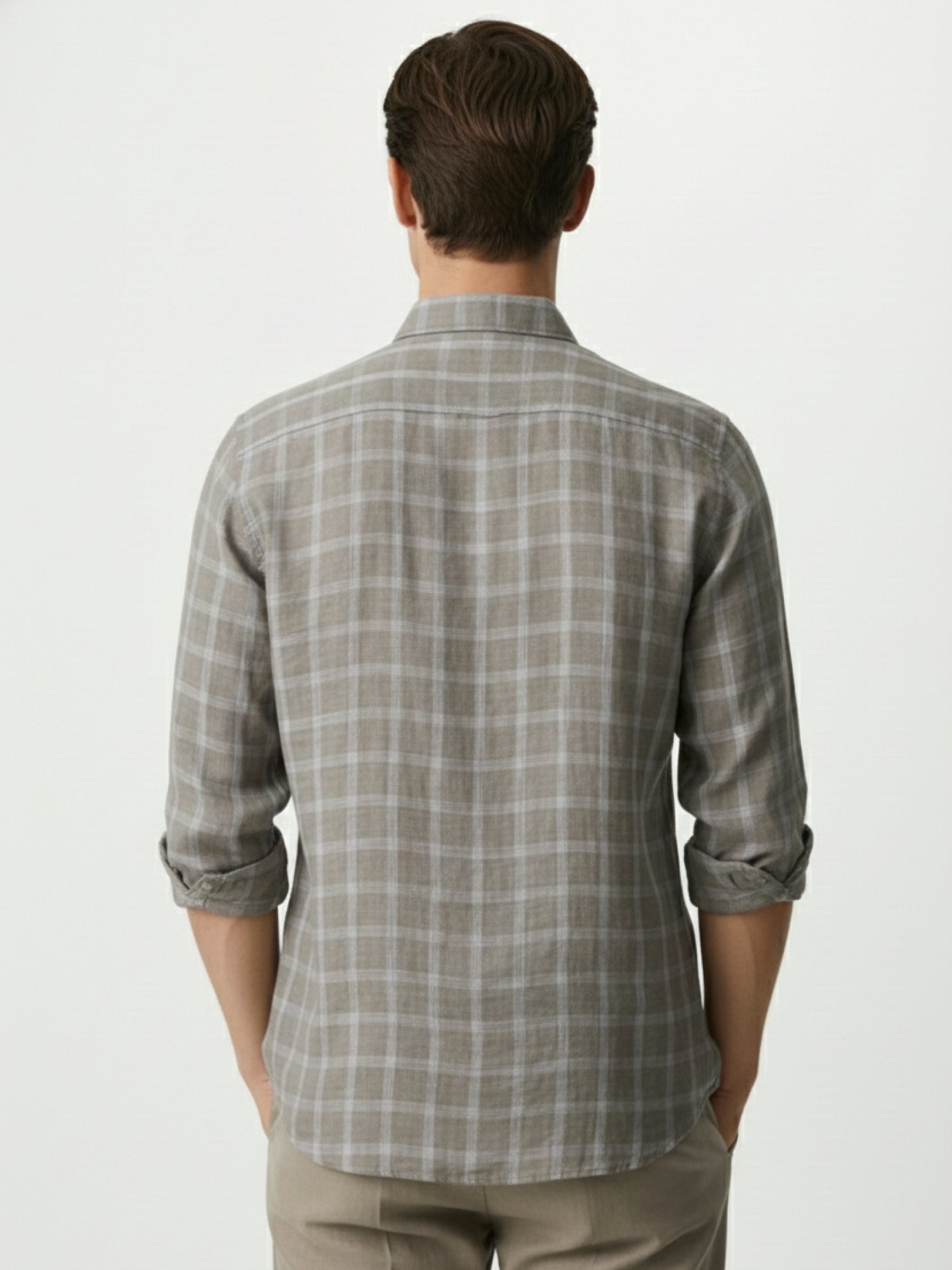 Stone Mist 100% Pure Linen Checks