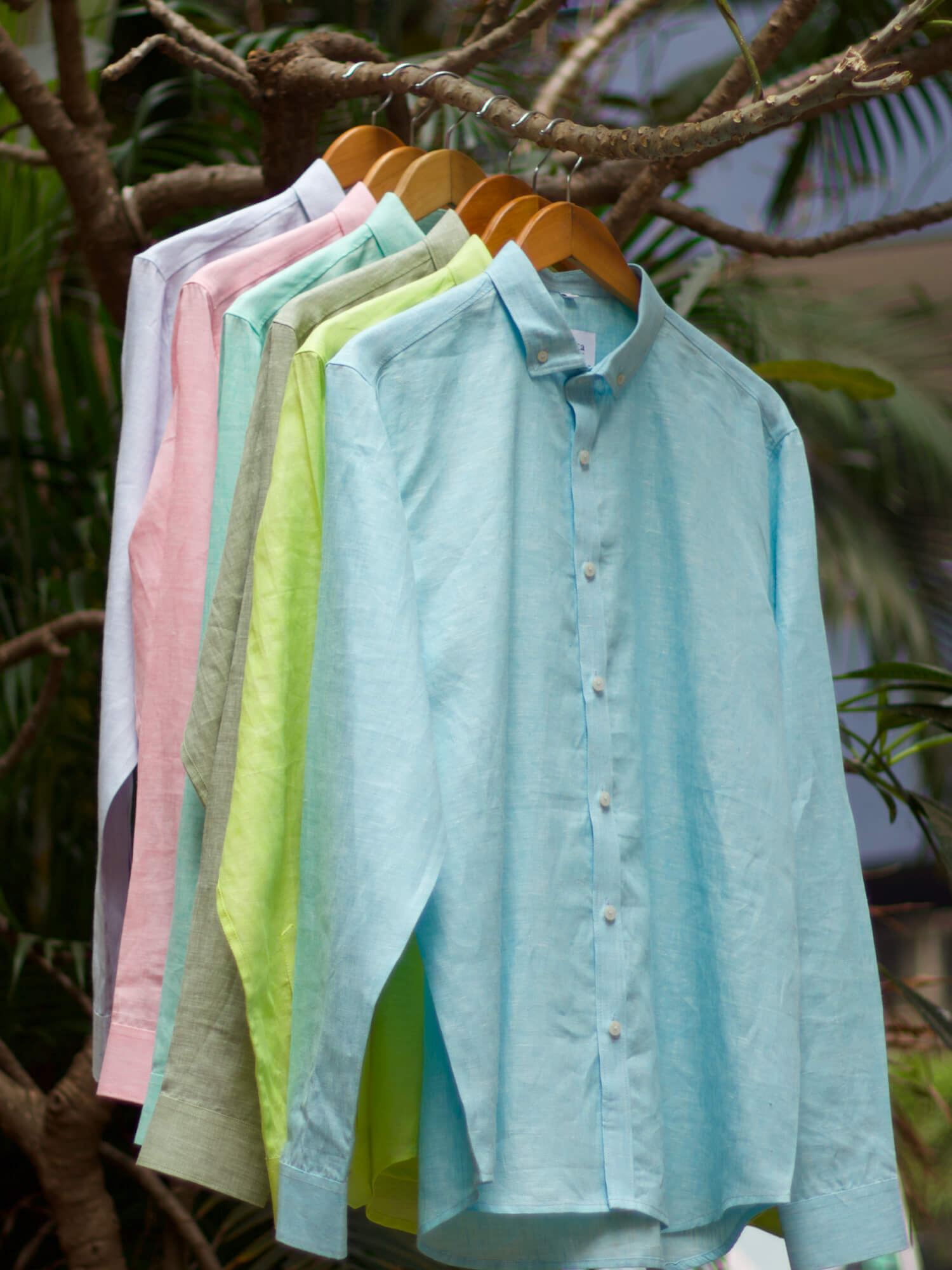 Cloud Blue 100% Pure Linen Button Down