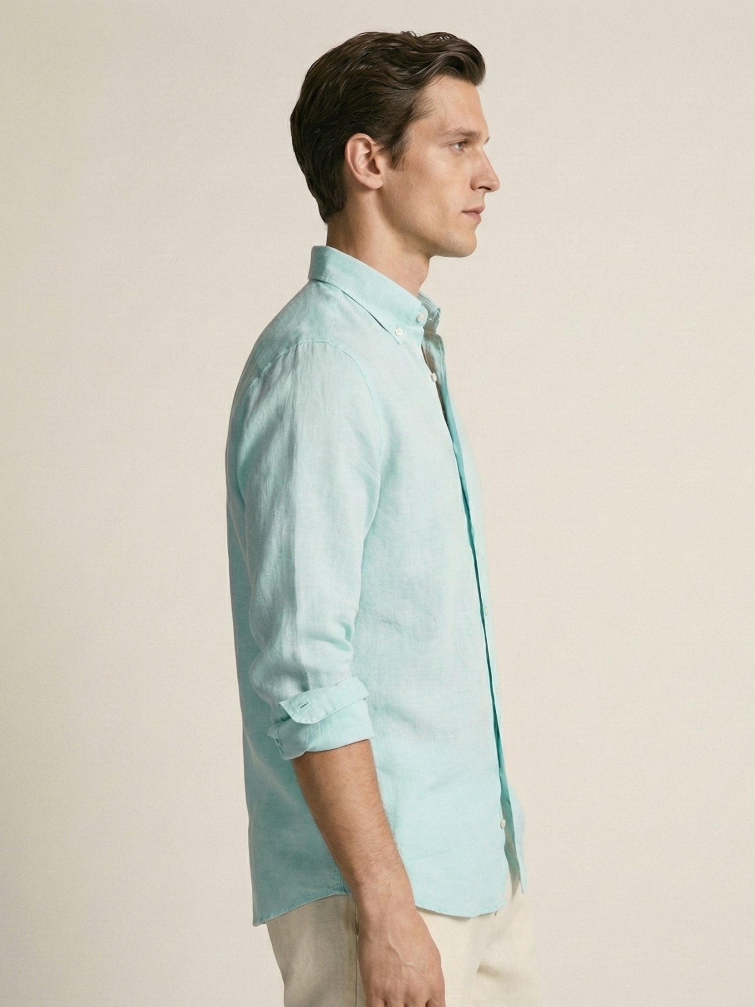 Light Aqua 100% Pure Linen Button Down