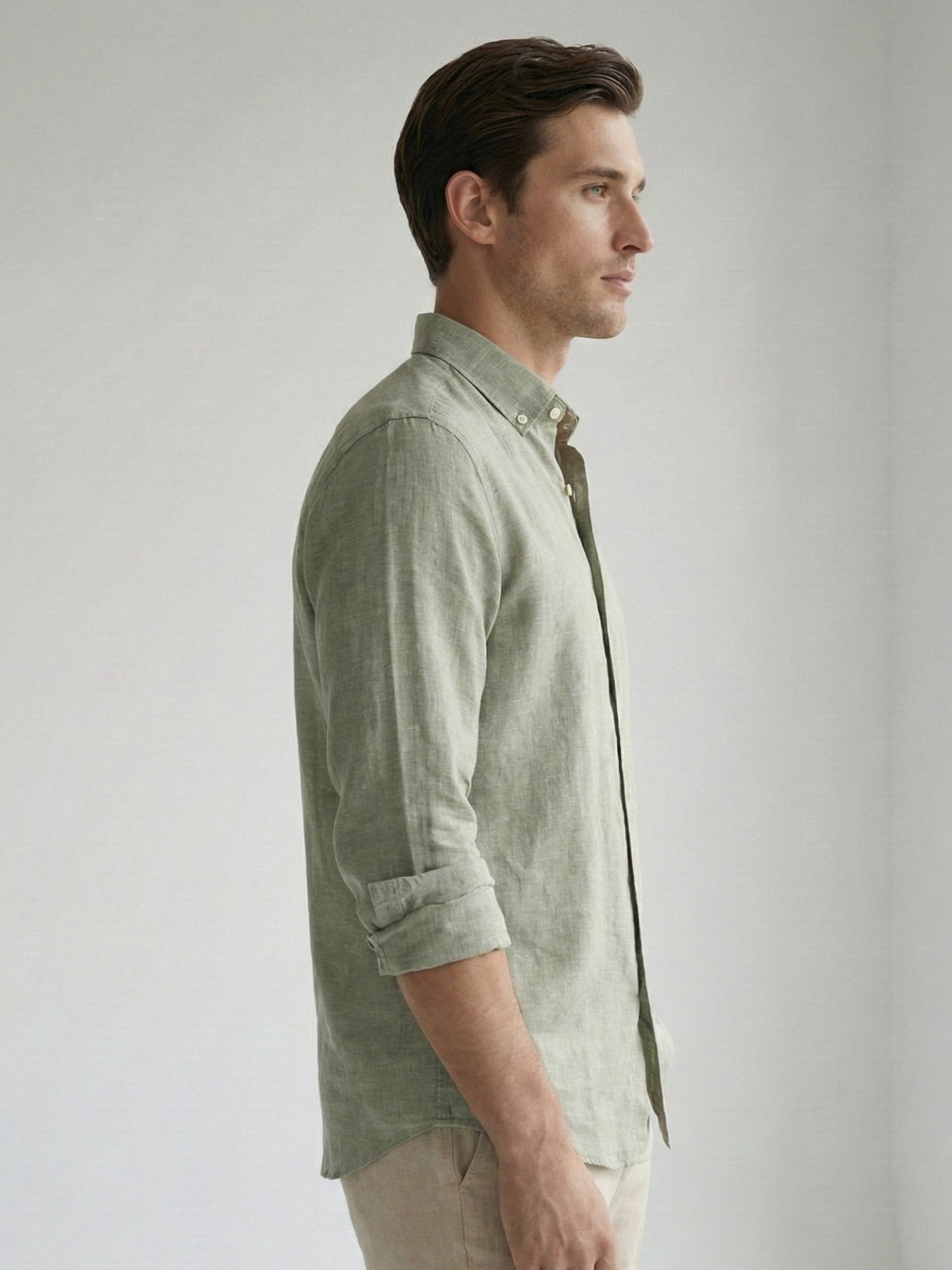 Soft Sage 100% Pure Linen Button Down