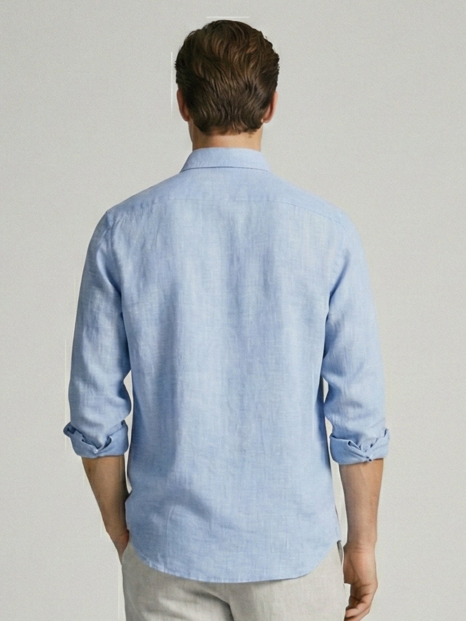 Horizon Blue 100% Pure Linen Button Down