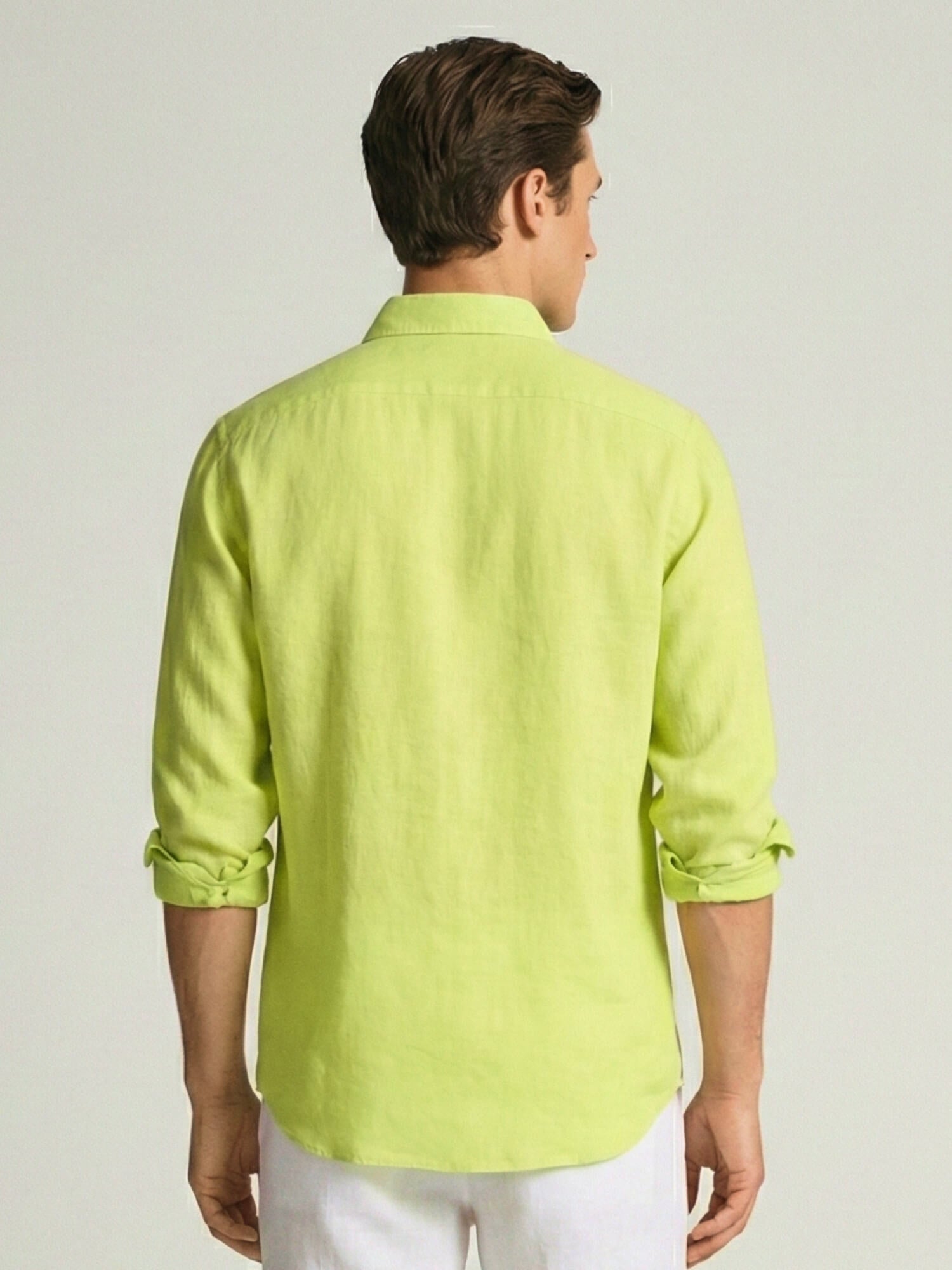 Lime Yellow 100% Pure Linen Button Down