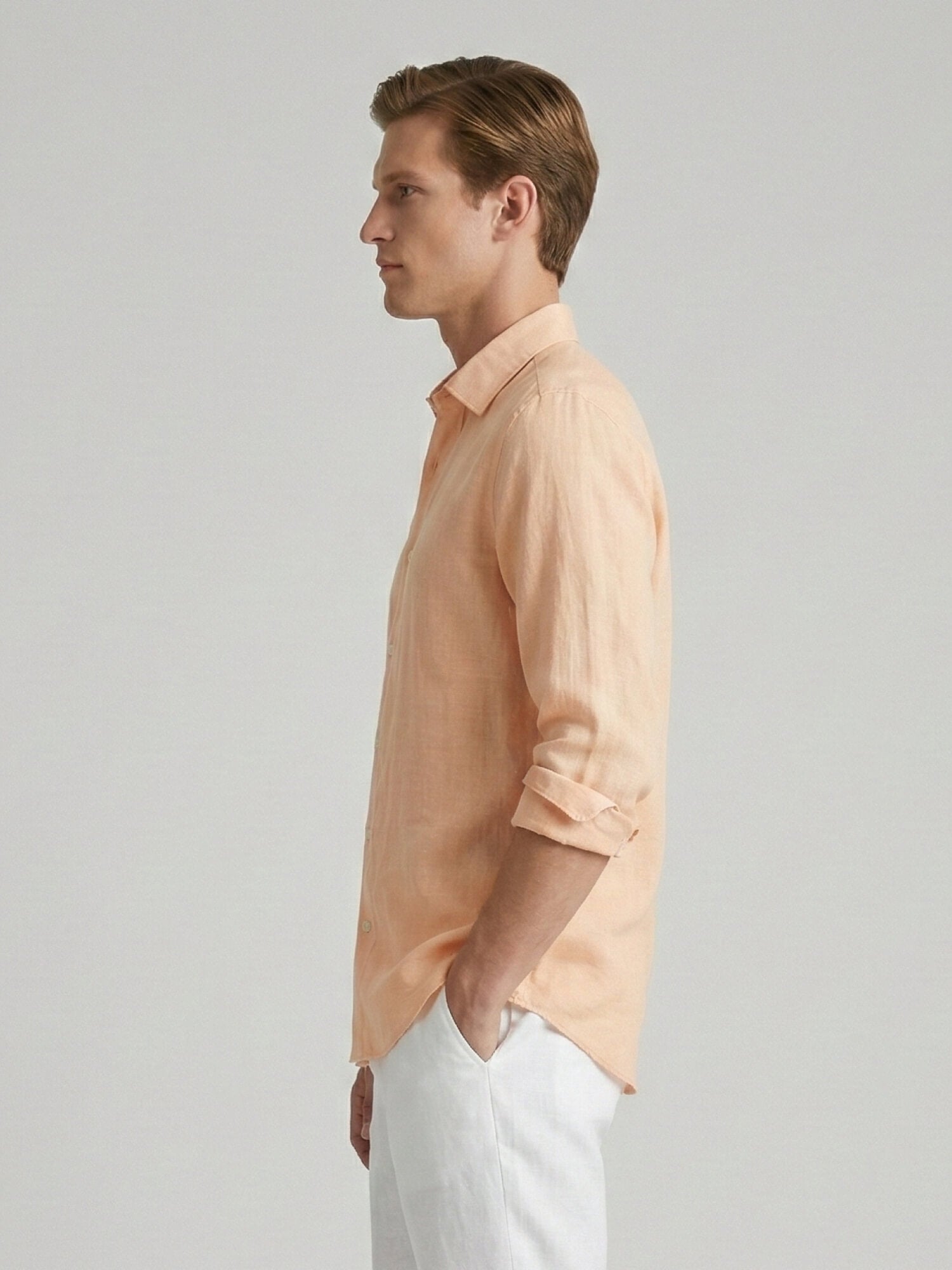 Light Apricot Luxe 100% Pure Linen Shirt