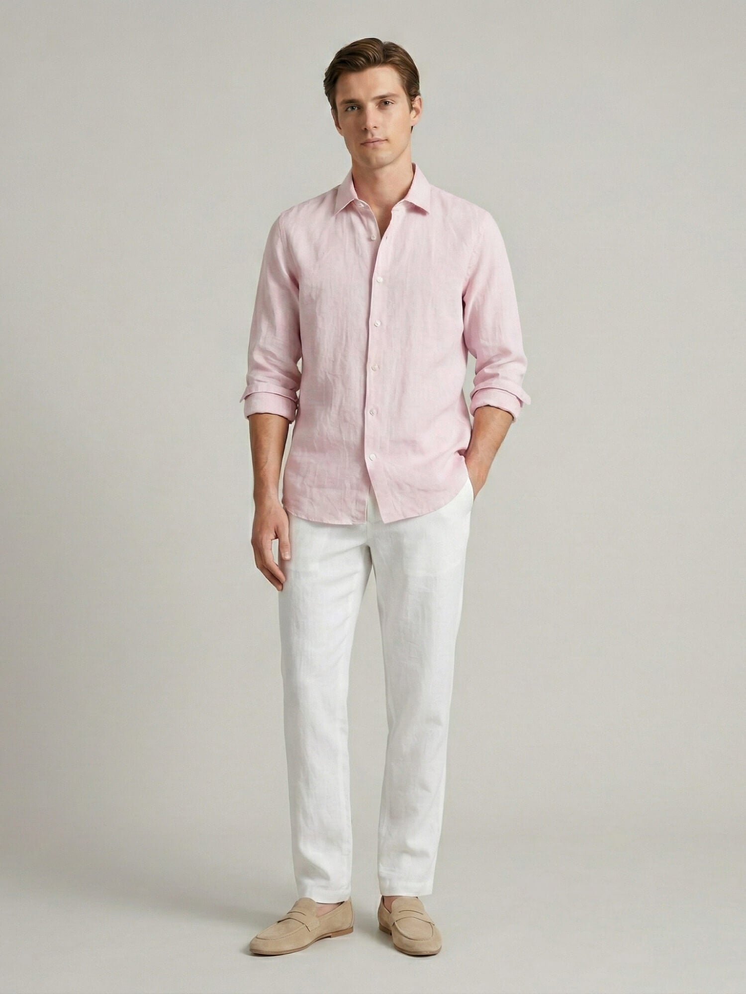 Light Quartz Luxe 100% Pure Linen Shirt