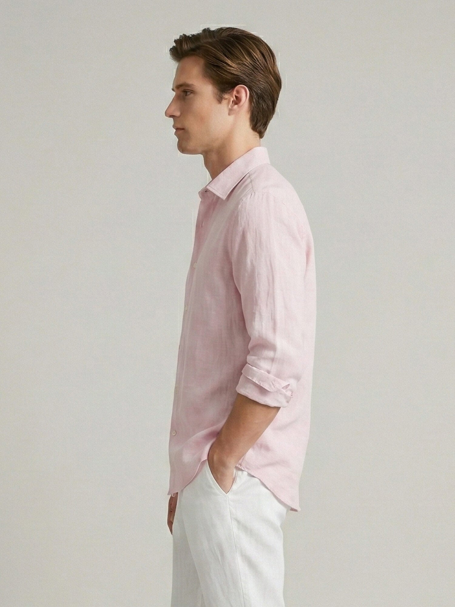 Light Quartz Luxe 100% Pure Linen Shirt