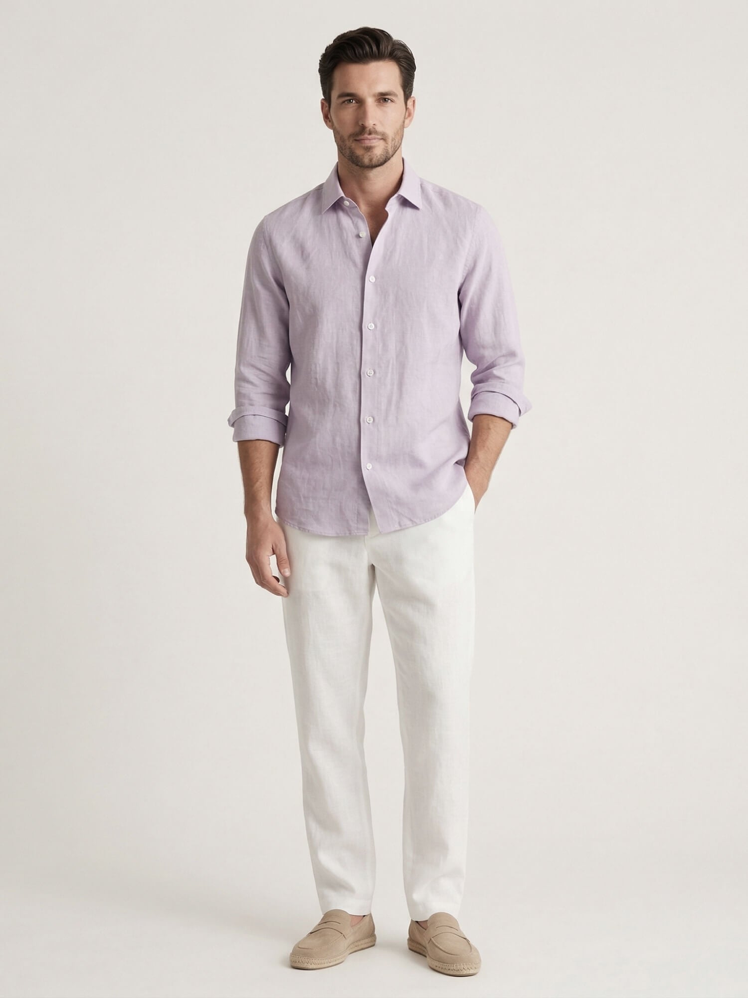 Light Lilac Luxe 100% Pure Linen Shirt