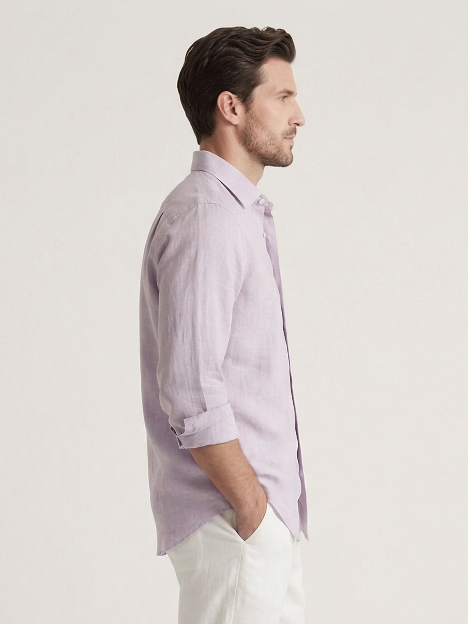 Light Lilac Luxe 100% Pure Linen Shirt