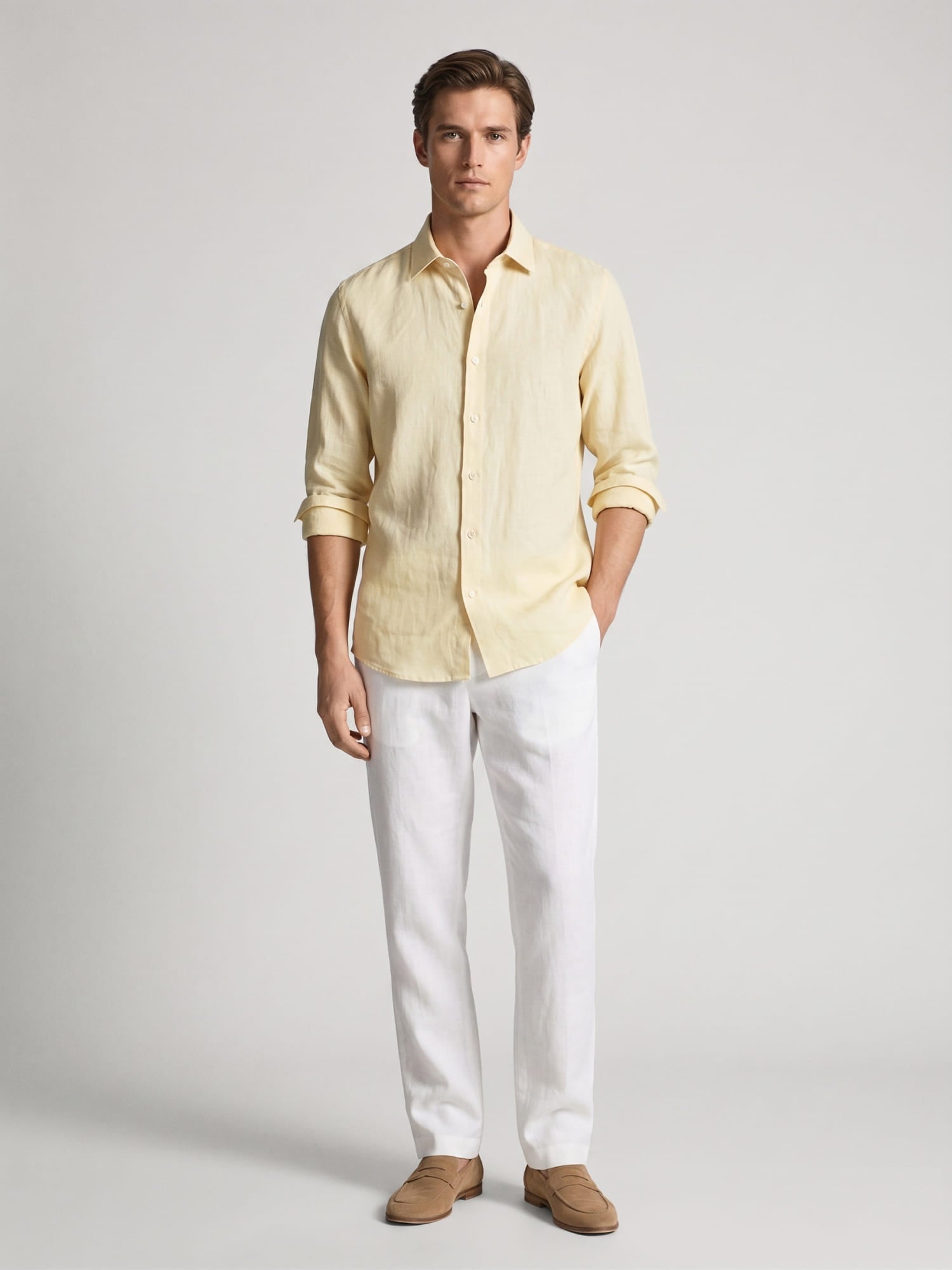 Light Lemon Luxe 100% Pure Linen Shirt