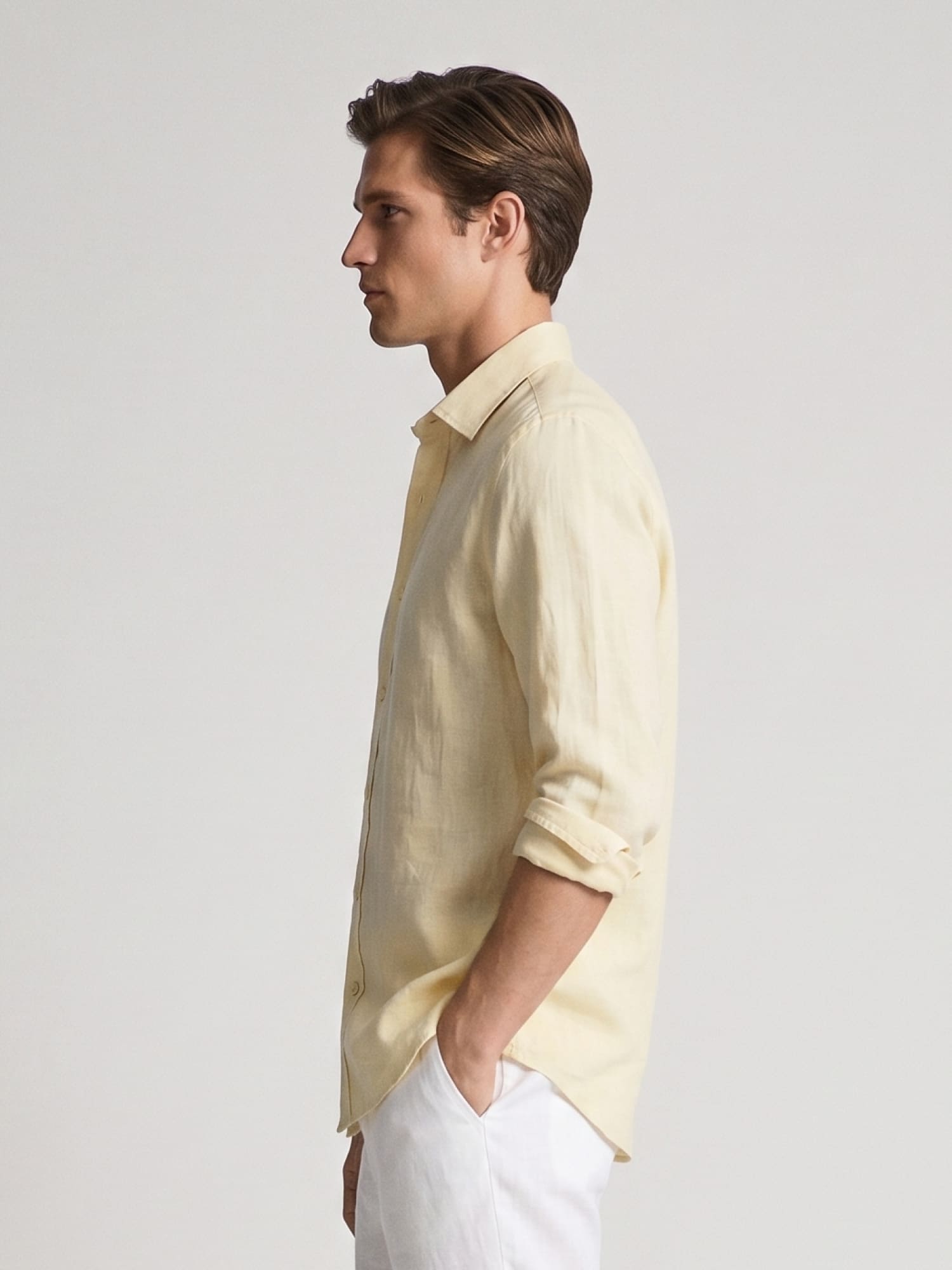 Light Lemon Luxe 100% Pure Linen Shirt