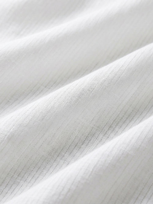 White Self Striped 100% Pure Linen Classic