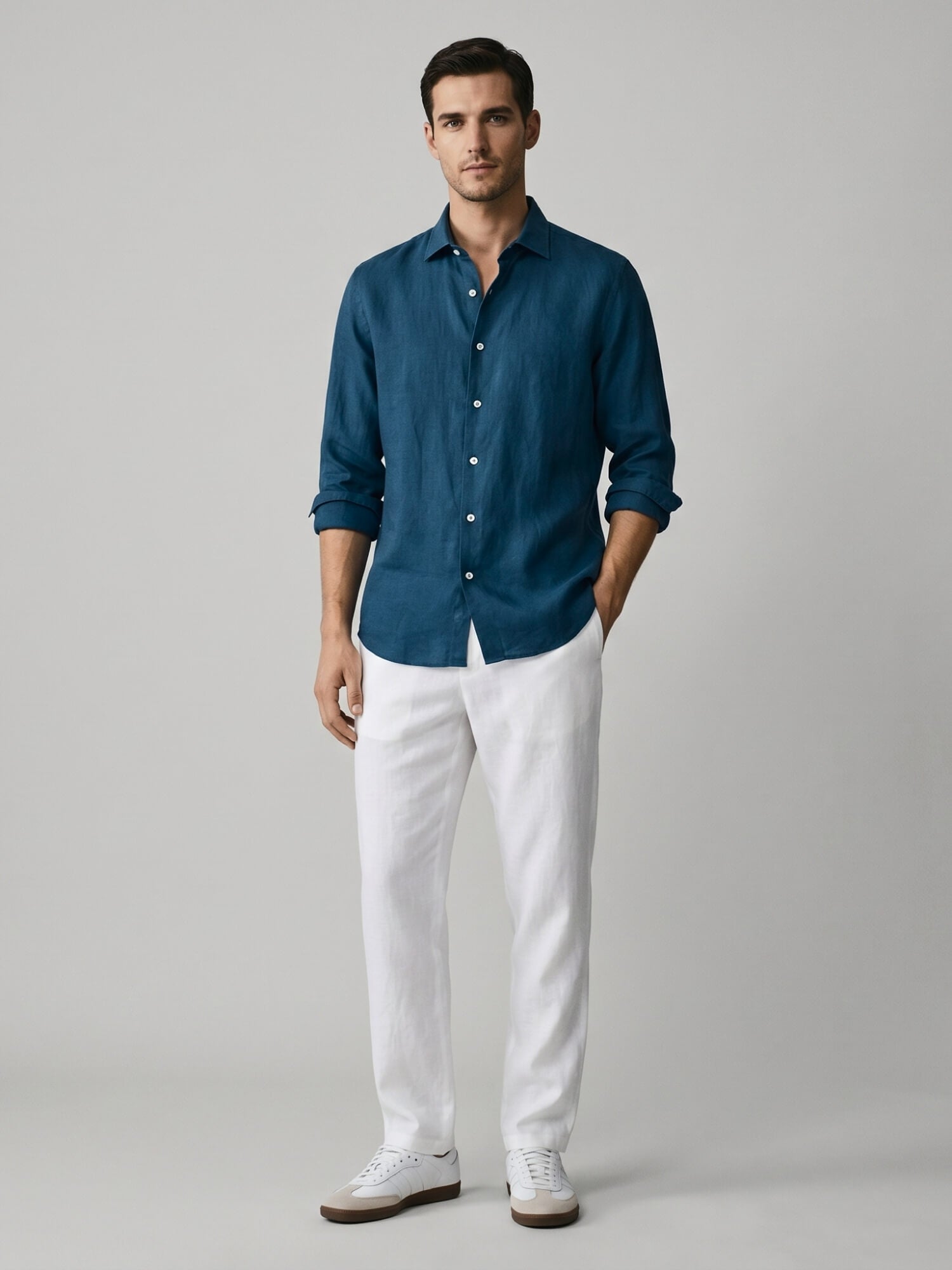 Indigo Steel 100% Pure Linen Shirt