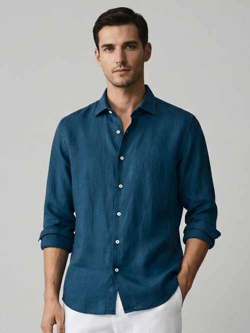 Indigo Steel 100% Pure Linen Shirt