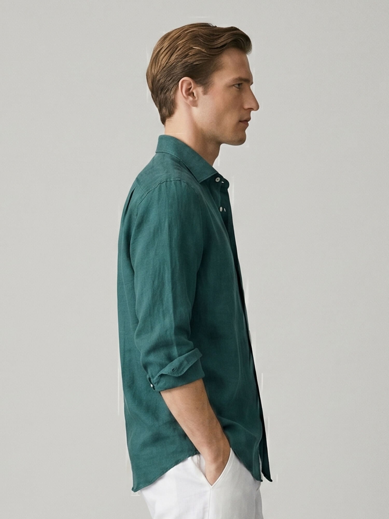 Forest Teal 100% Pure Linen Shirt