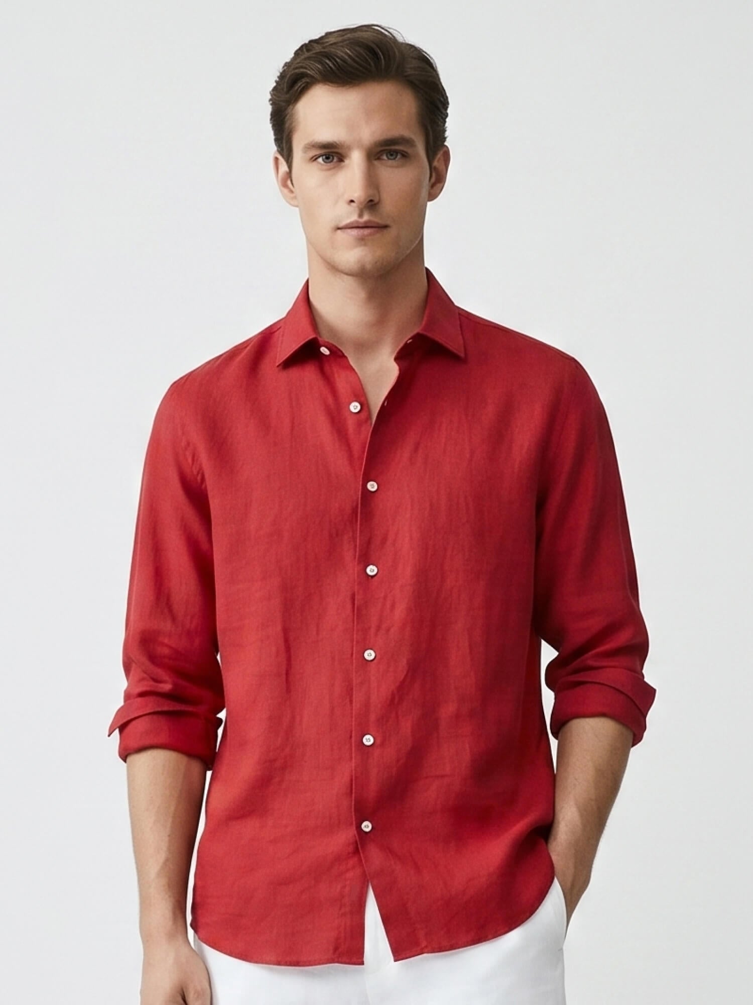 Chilli Red 100% Pure Linen Shirt