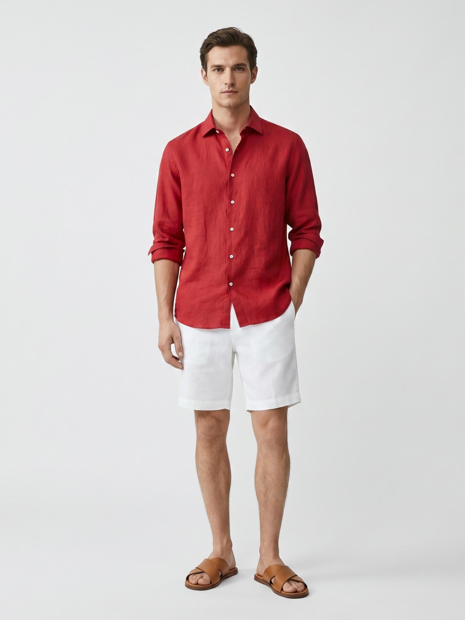 Chilli Red 100% Pure Linen Shirt