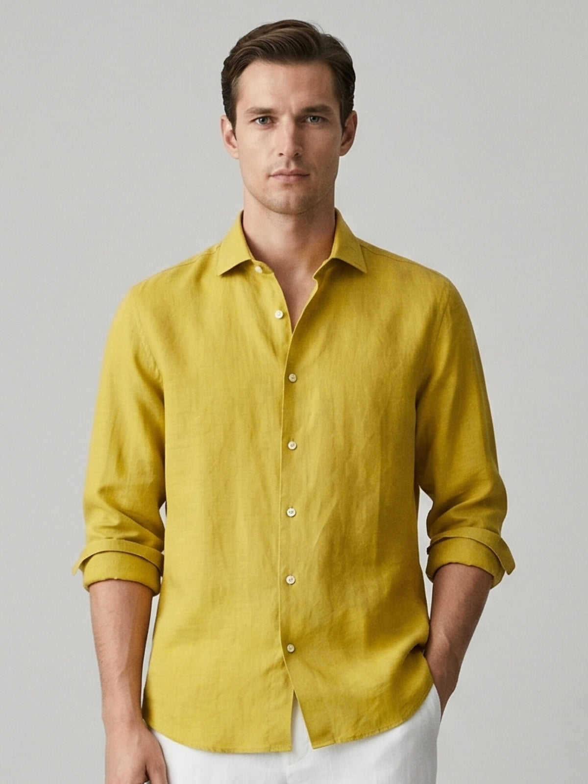 Saffron Yellow 100% Pure Linen Shirt