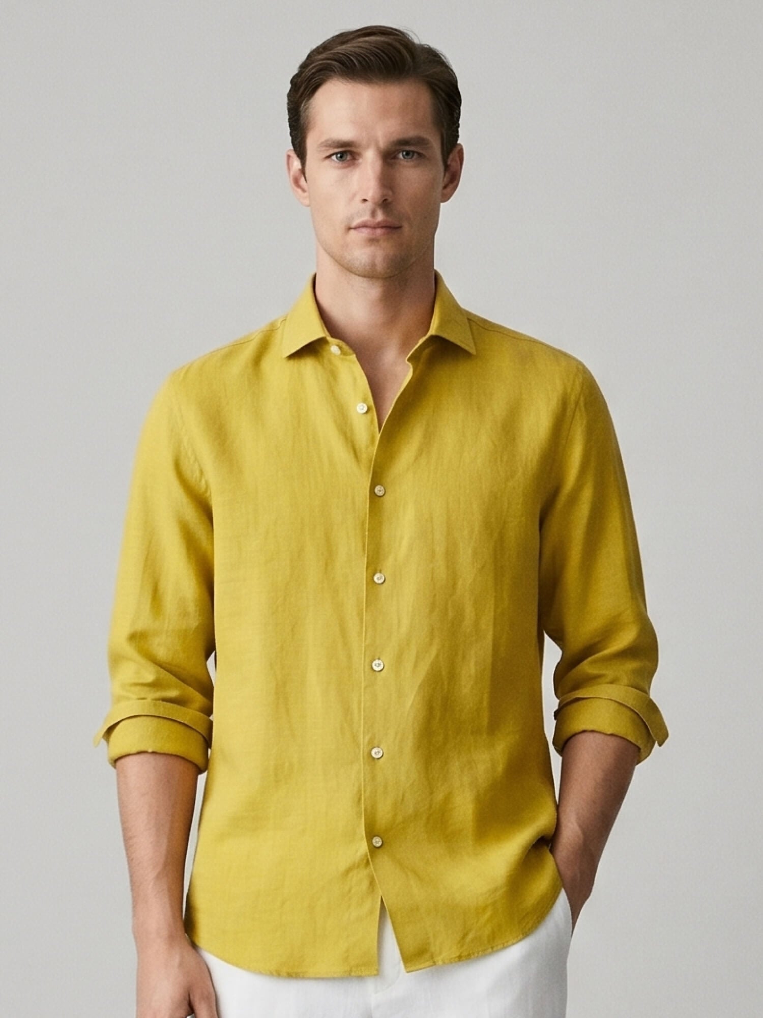 Saffron Yellow 100% Pure Linen Shirt