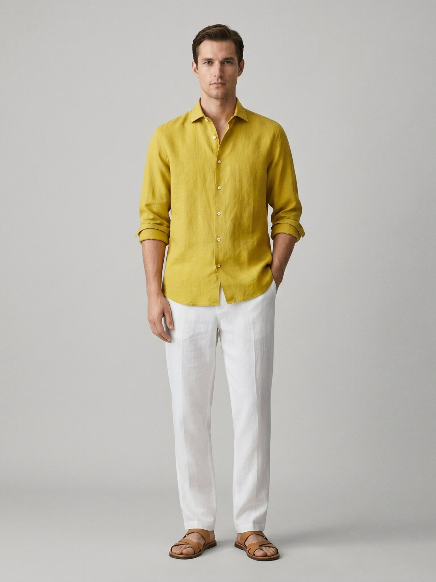 Saffron Yellow 100% Pure Linen Shirt