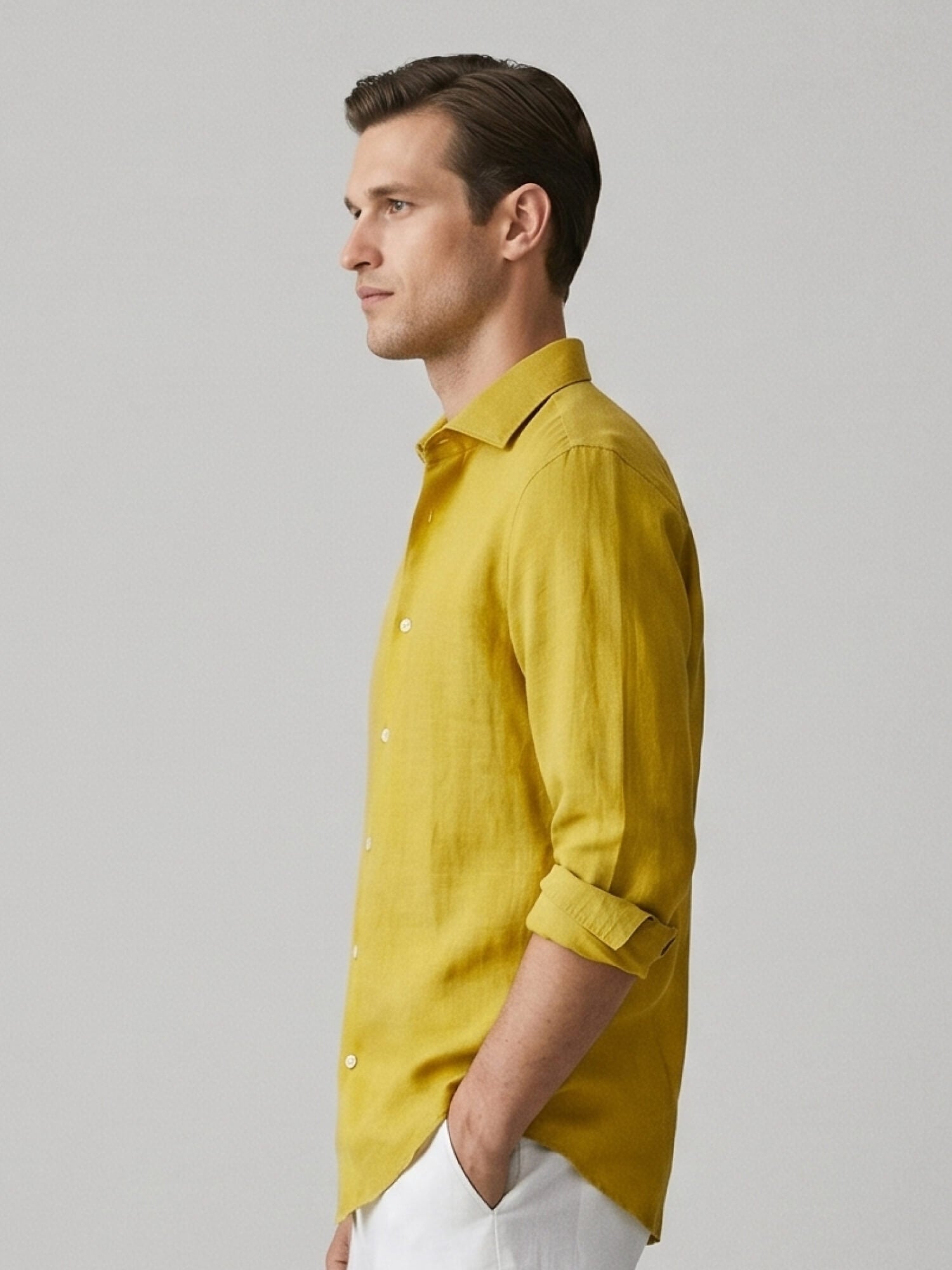 Saffron Yellow 100% Pure Linen Shirt