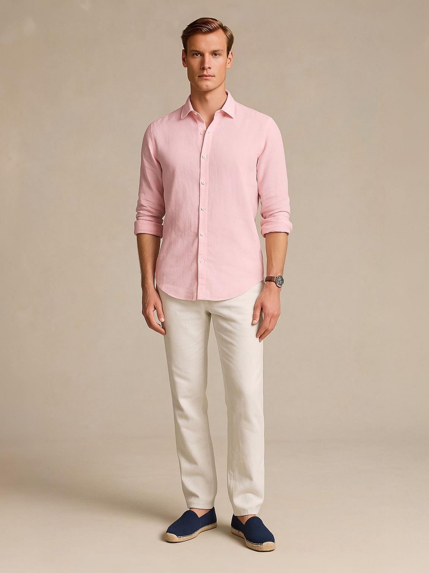 Blush Pink 100% Pure Linen Shirt