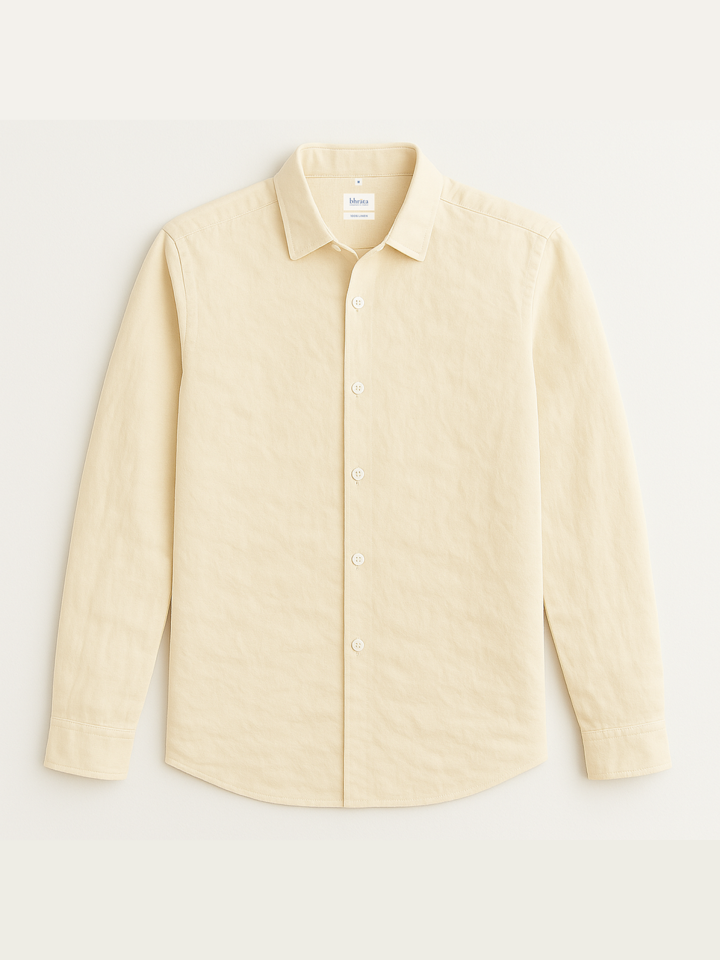Cream Yellow 100% Pure Linen Shirt