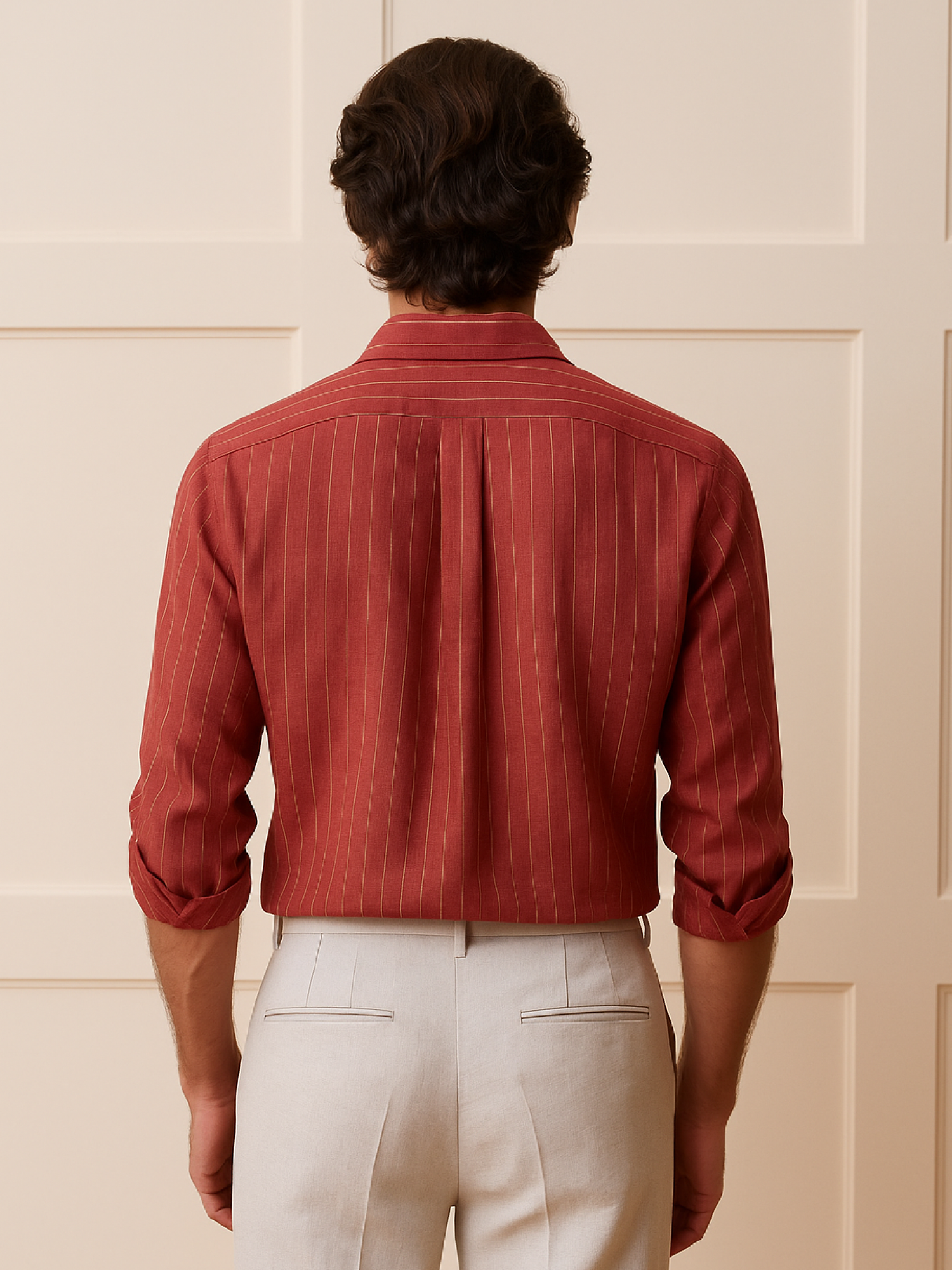 Deep Rust Striped 100% Pure Linen