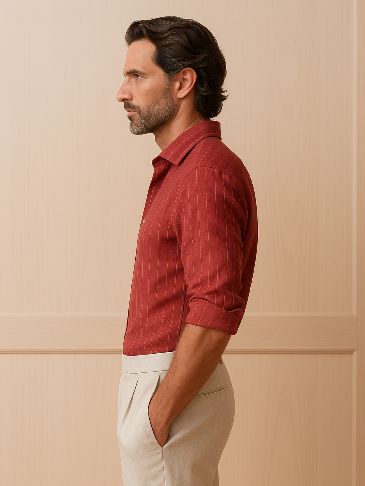Deep Rust Striped 100% Pure Linen