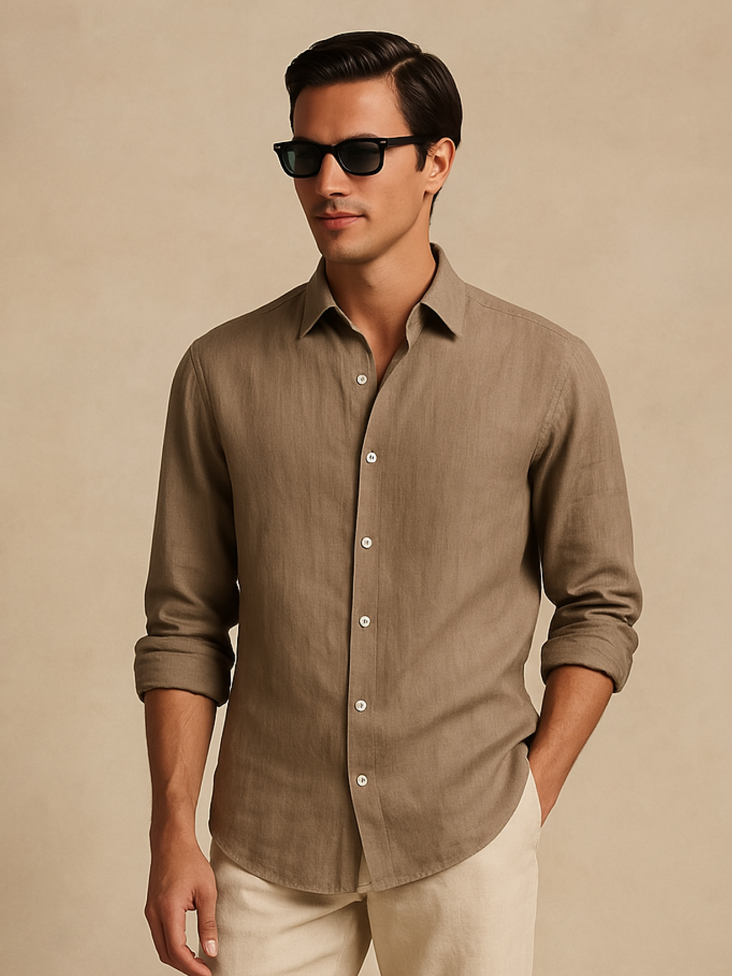 Earth Brown 100% Pure Linen Shirt