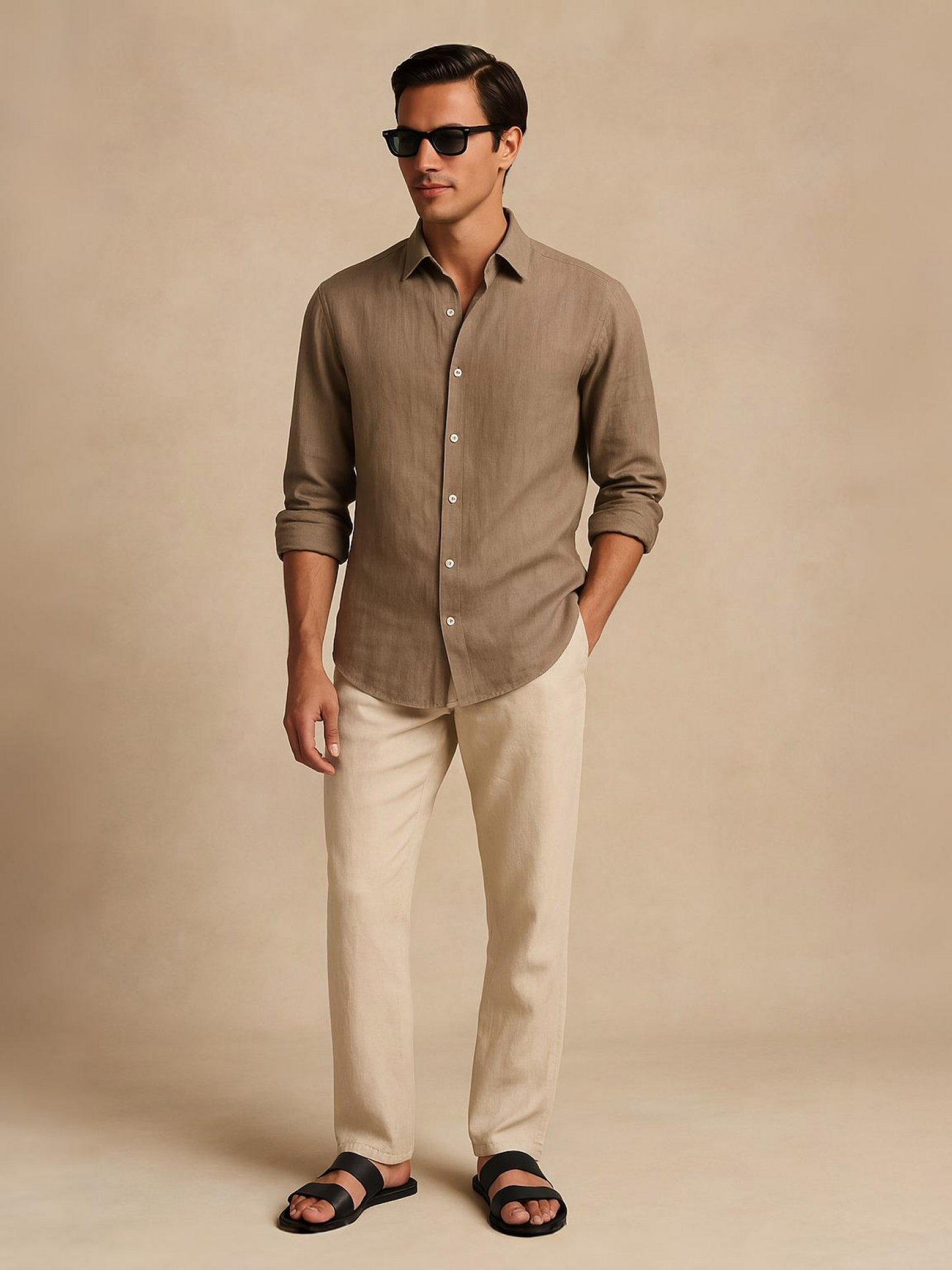 Earth Brown 100% Pure Linen Shirt