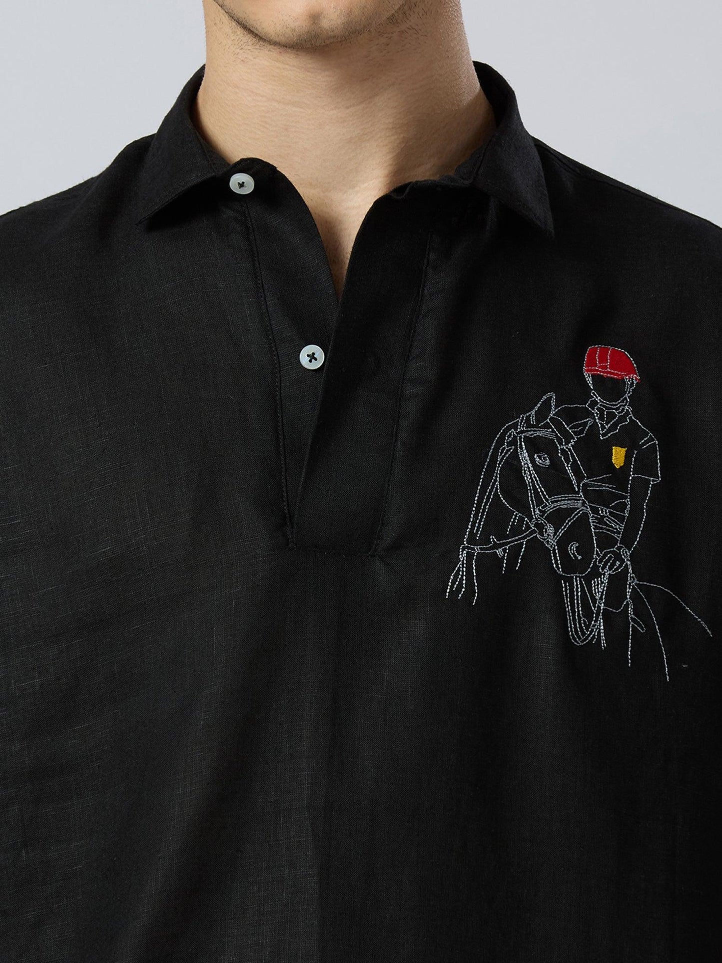 Equestrian Polo Pure Linen—Onyx - Bhrata