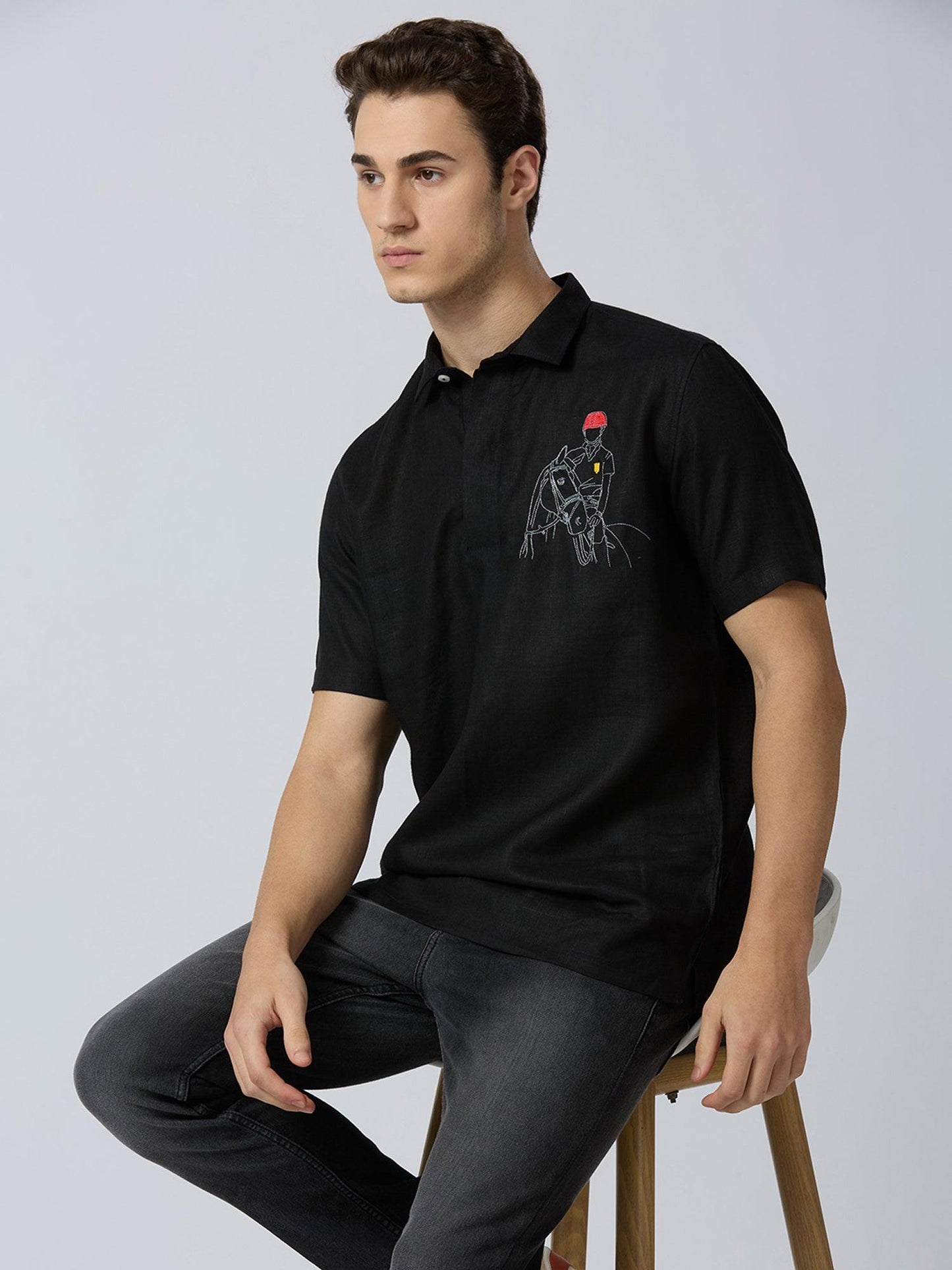Equestrian Polo Pure Linen—Onyx - Bhrata