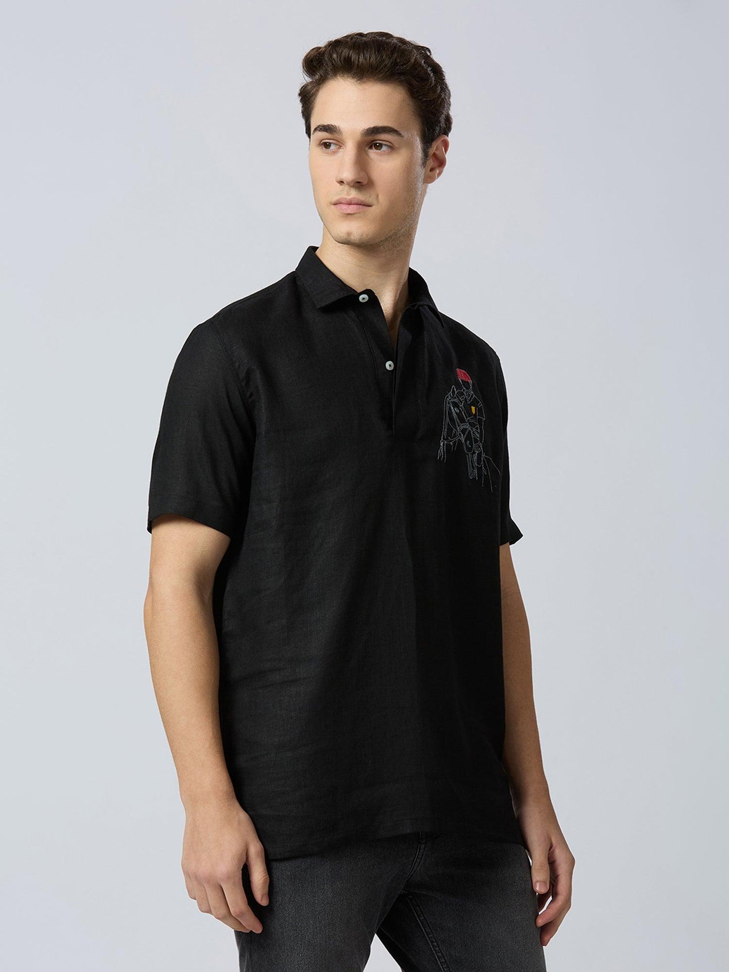 Equestrian Polo Pure Linen—Onyx - Bhrata