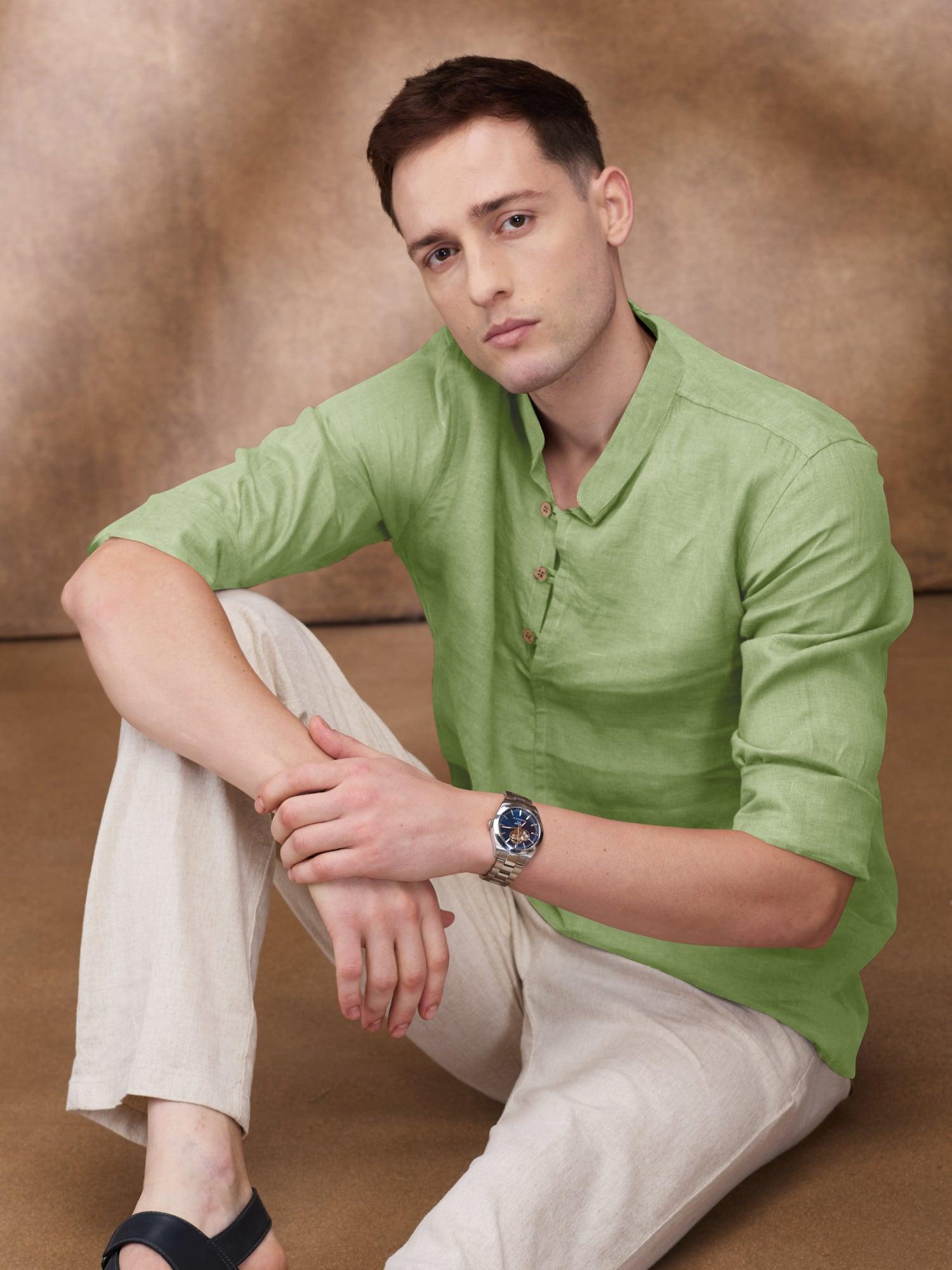 Evergreen 100% Pure Linen Short Kurta - Bhrata