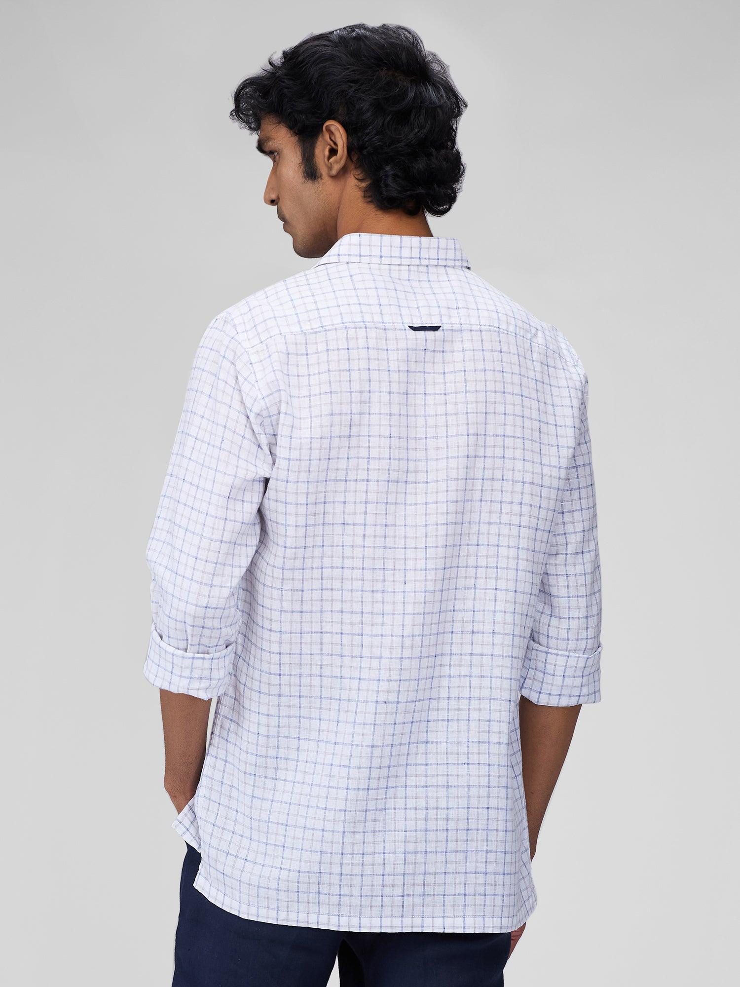 Ivory 100% Pure Linen Check - Bhrata