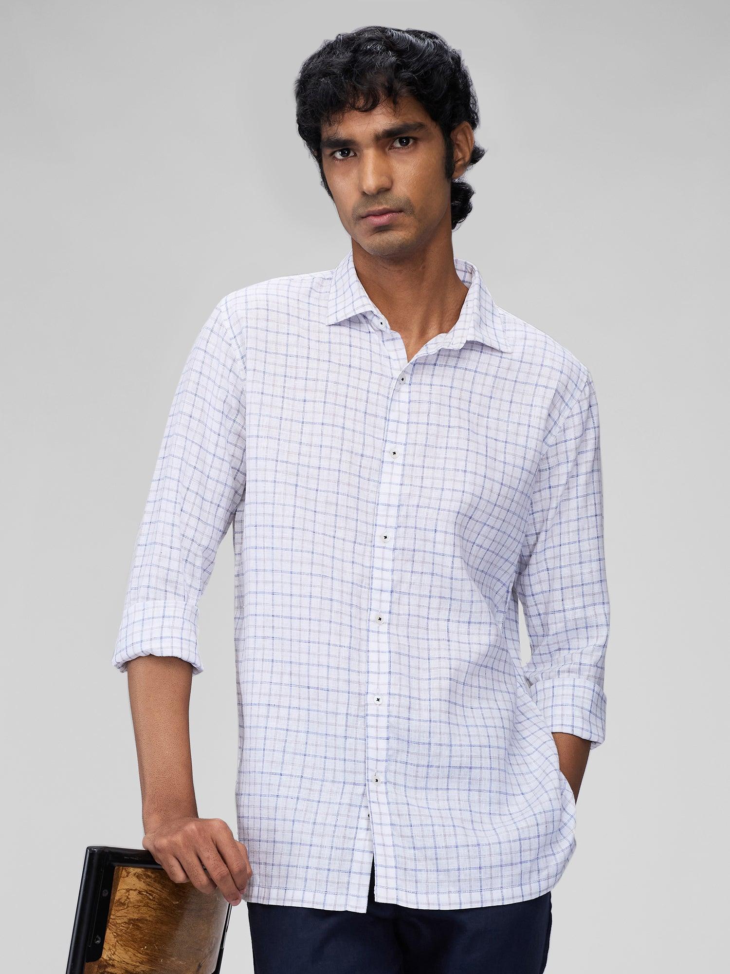 Ivory 100% Pure Linen Check - Bhrata