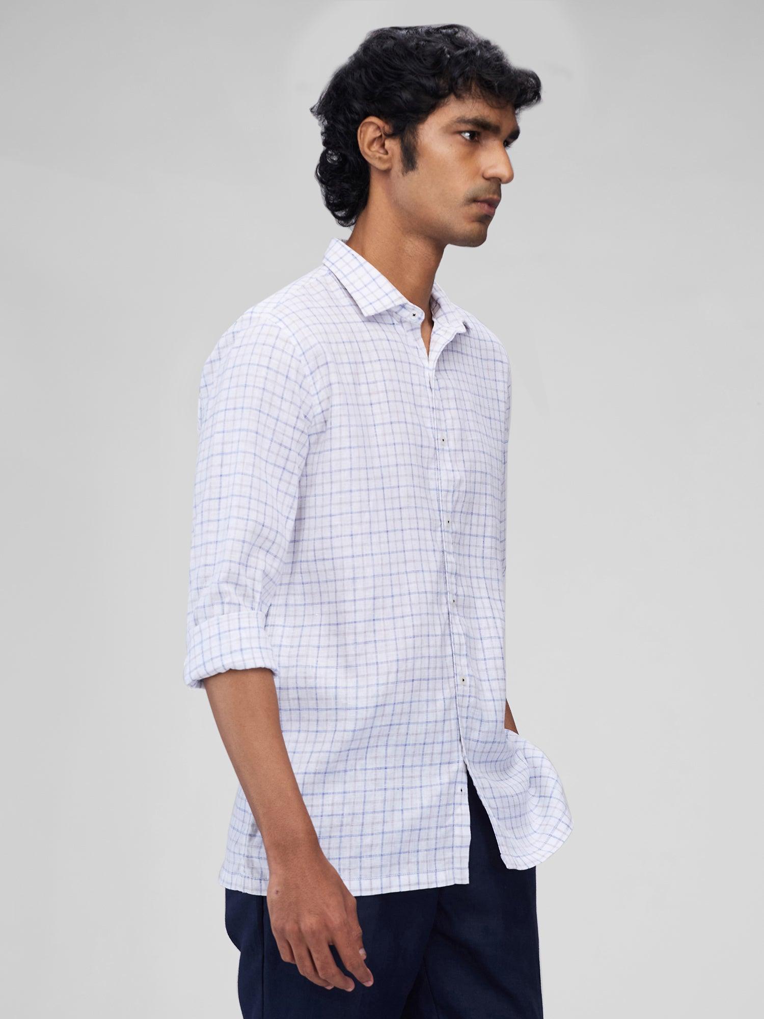 Ivory 100% Pure Linen Check - Bhrata