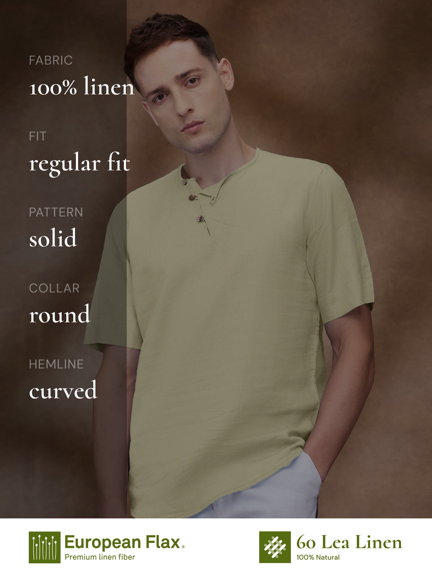 Lemon Yellow 100% Pure Linen T-Shirt - Bhrata