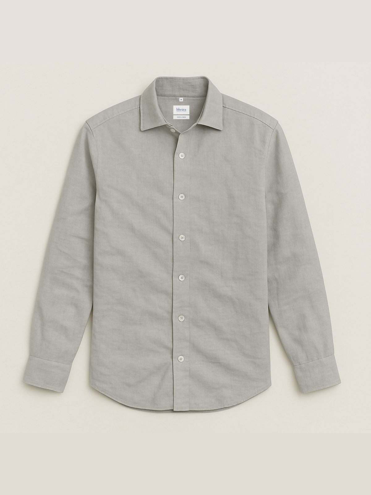 Light Gray 100% Pure Linen Shirt