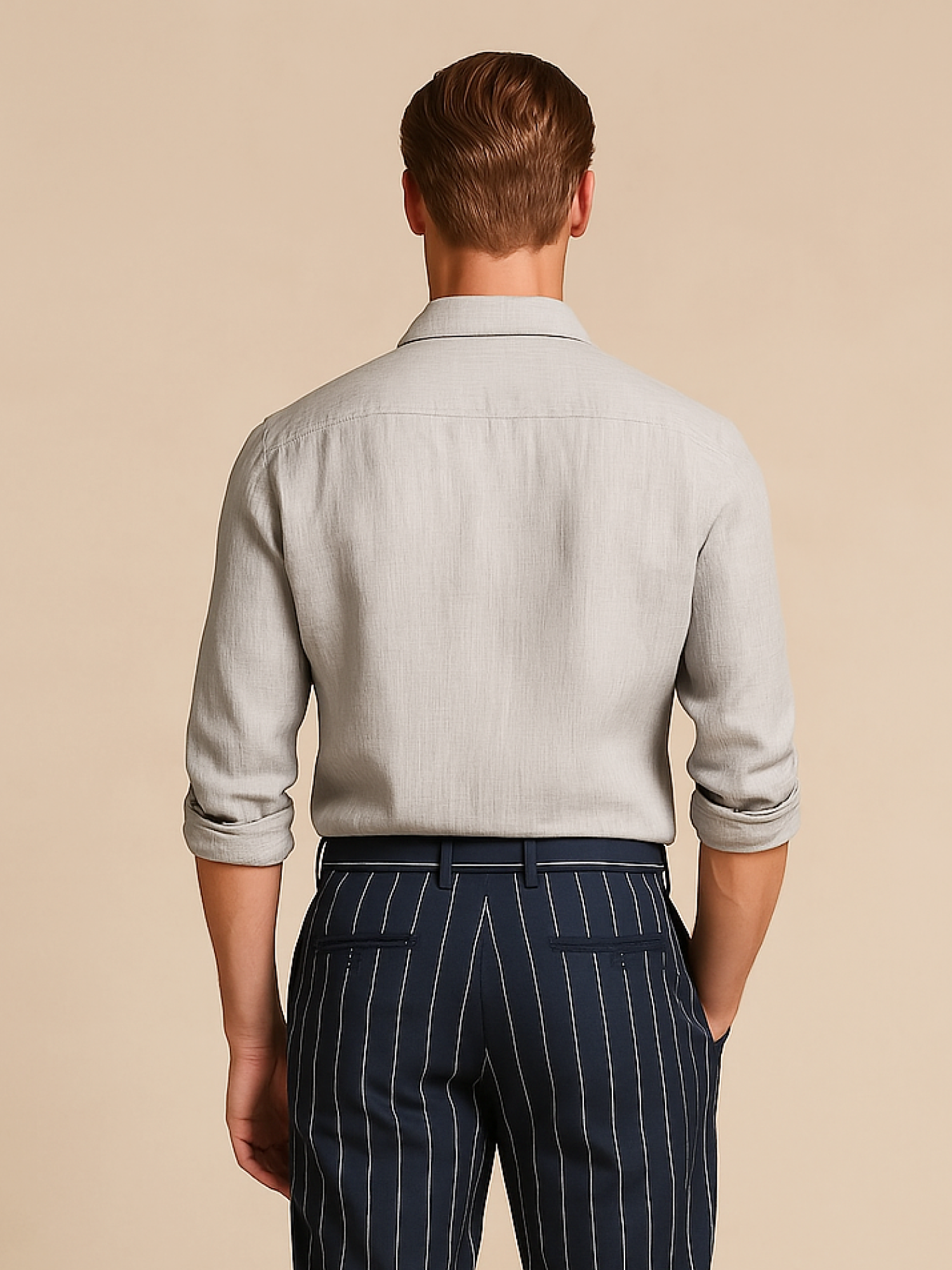 Light Gray 100% Pure Linen Shirt