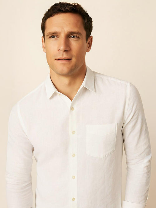 White 100% Pure Linen Classic