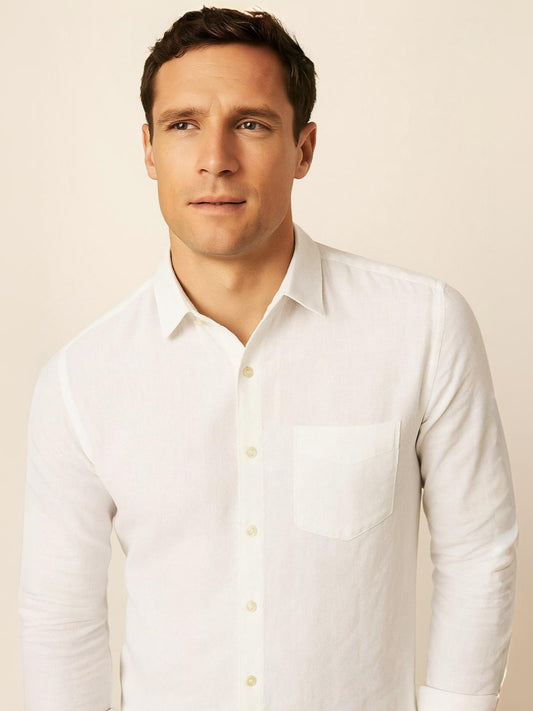 White 100% Pure Linen Classic