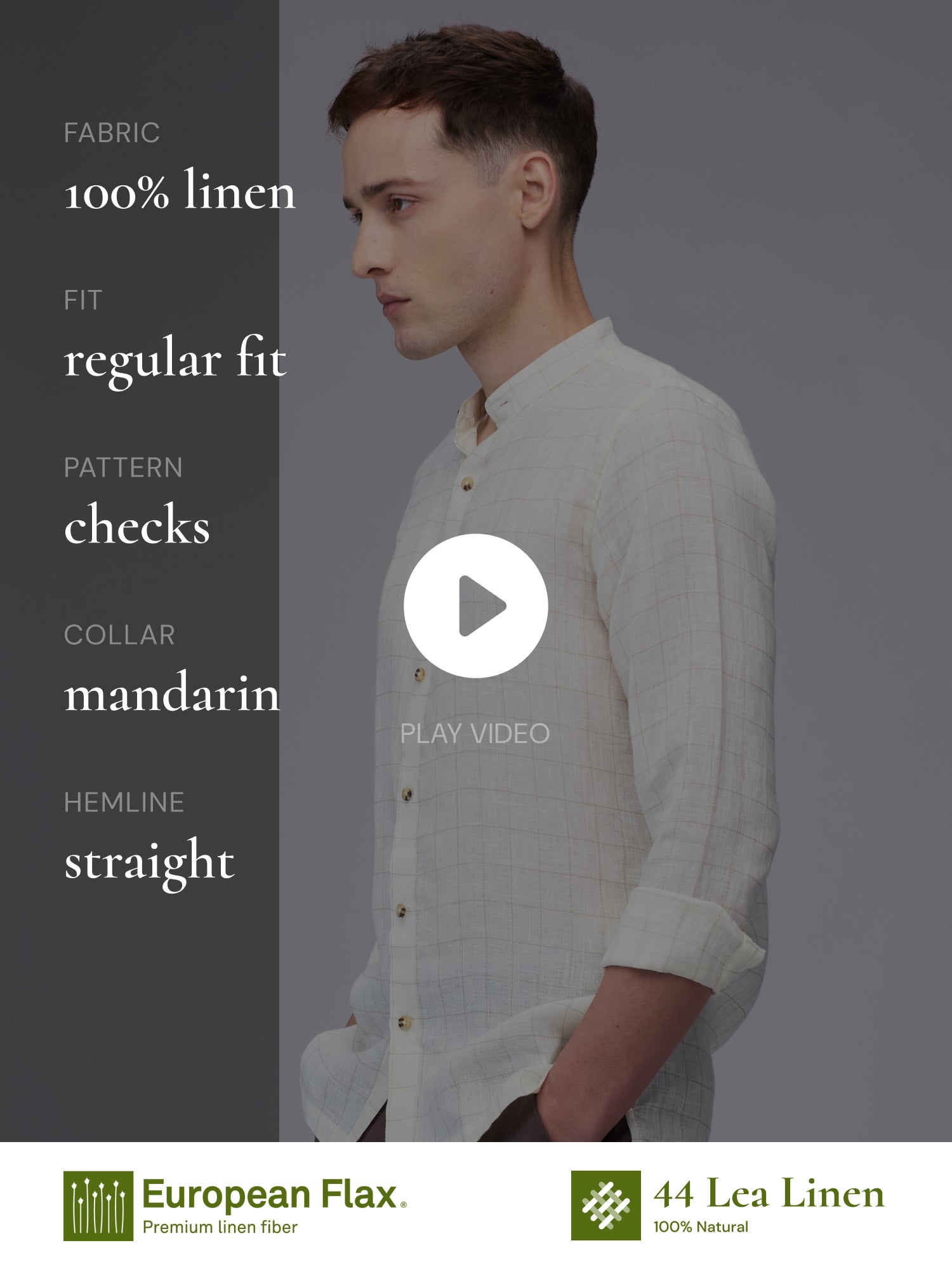 Cream Check 100% Pure Linen
