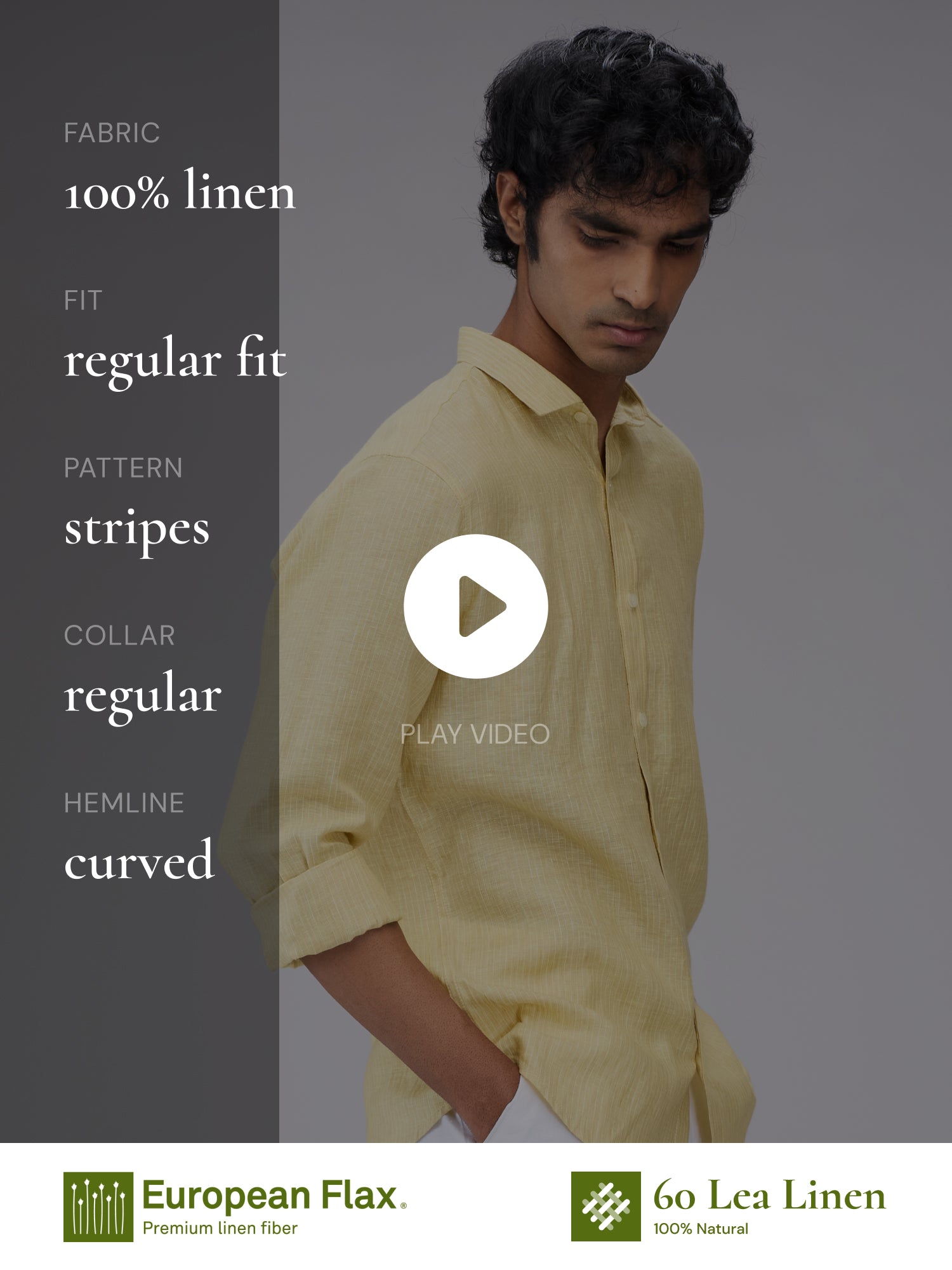 Yellow 100% Pure Linen Stripes
