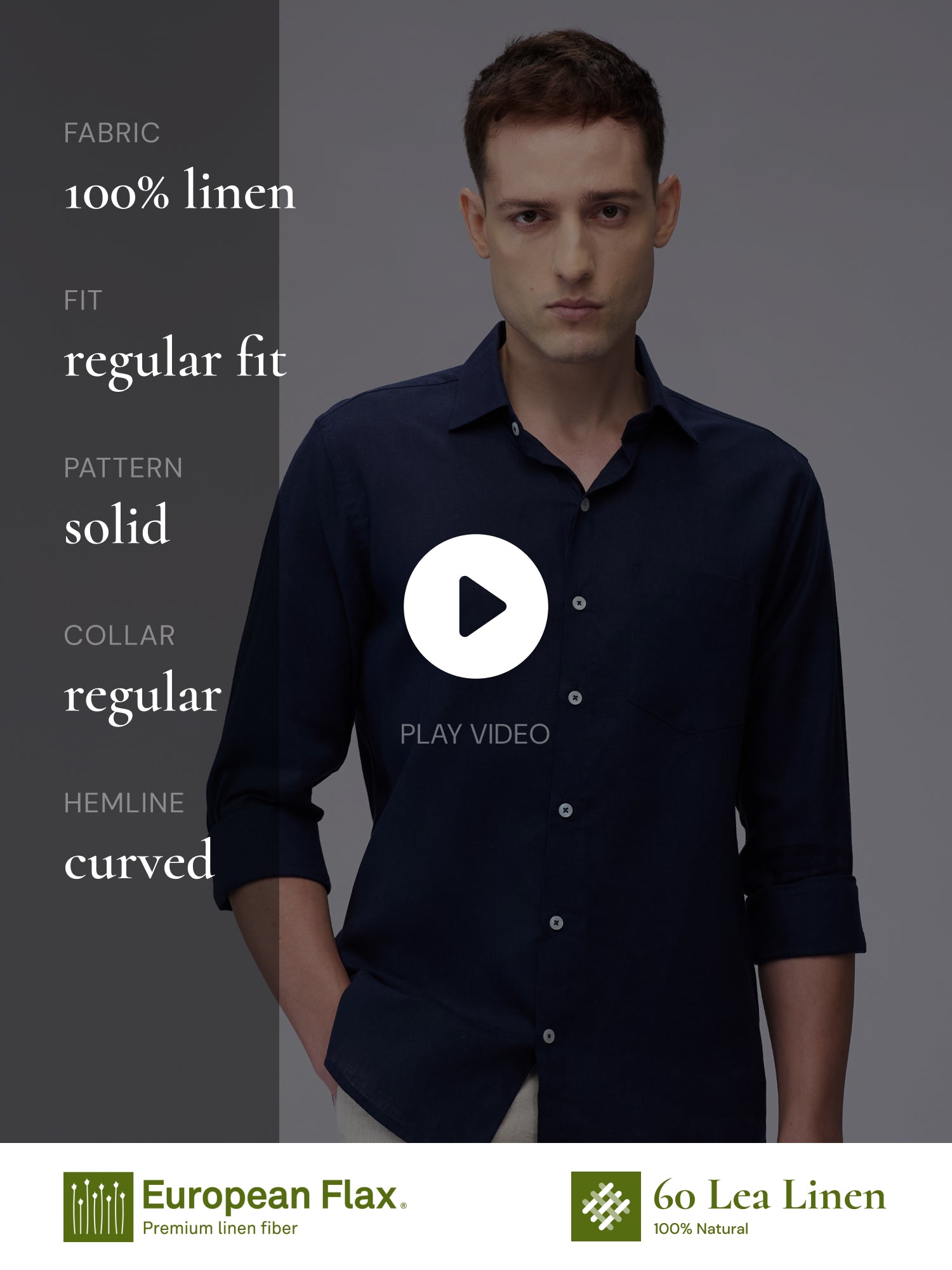 Midnight Navy 100% Pure Linen Classic