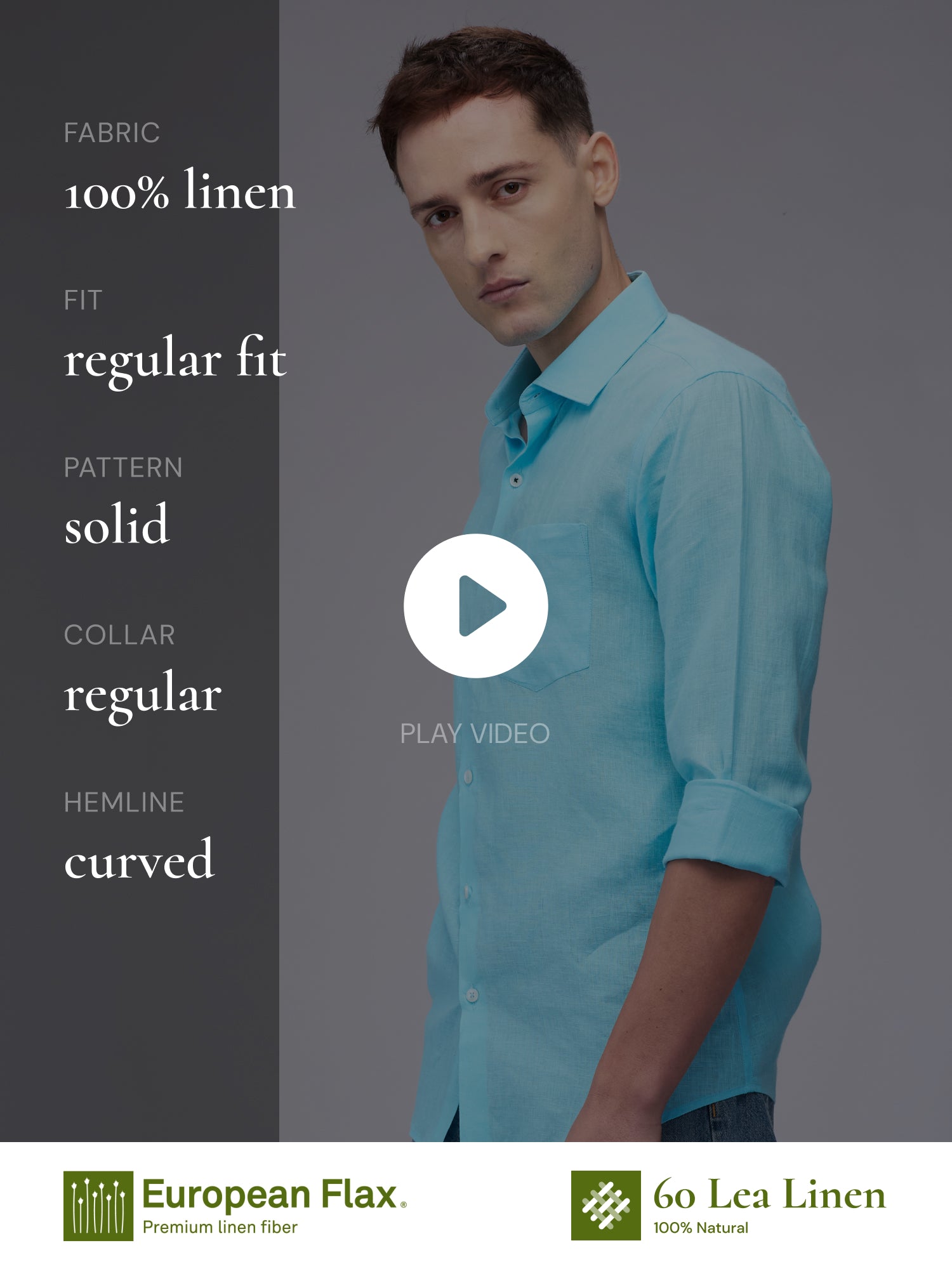 Sky Blue 100% Pure Linen Classic