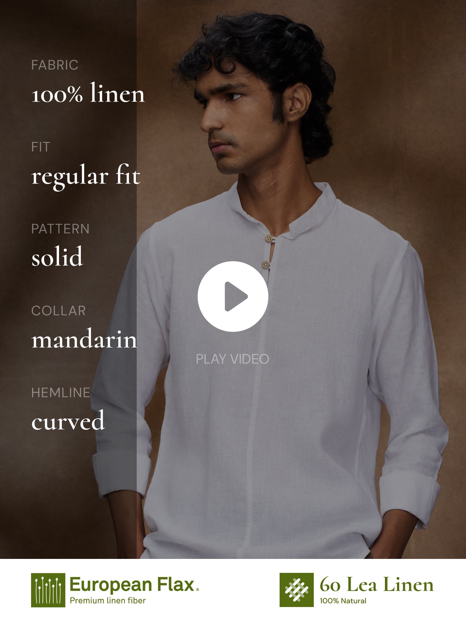 White 100% Pure Linen Short Kurta