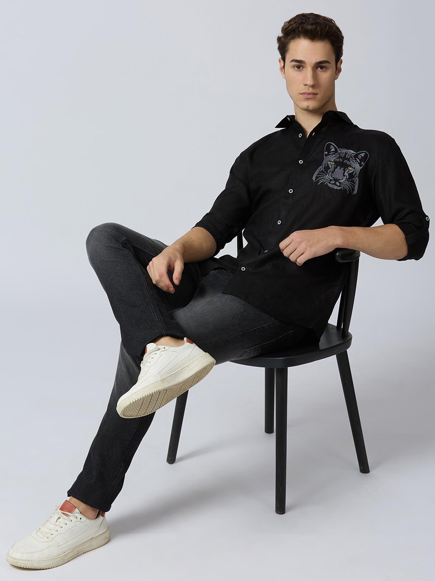 Regal Panther Pure Linen—Onyx - Bhrata