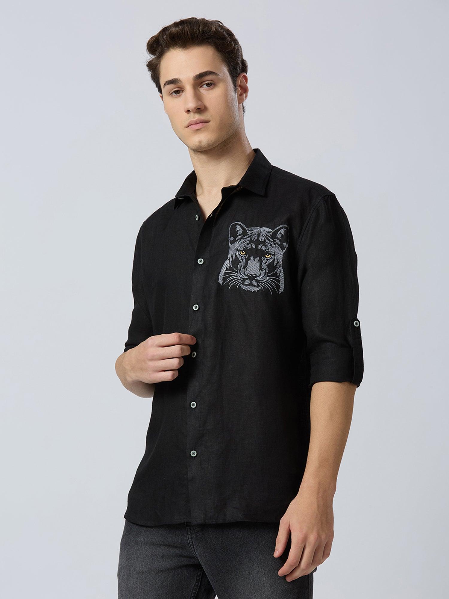 Regal Panther Pure Linen—Onyx - Bhrata