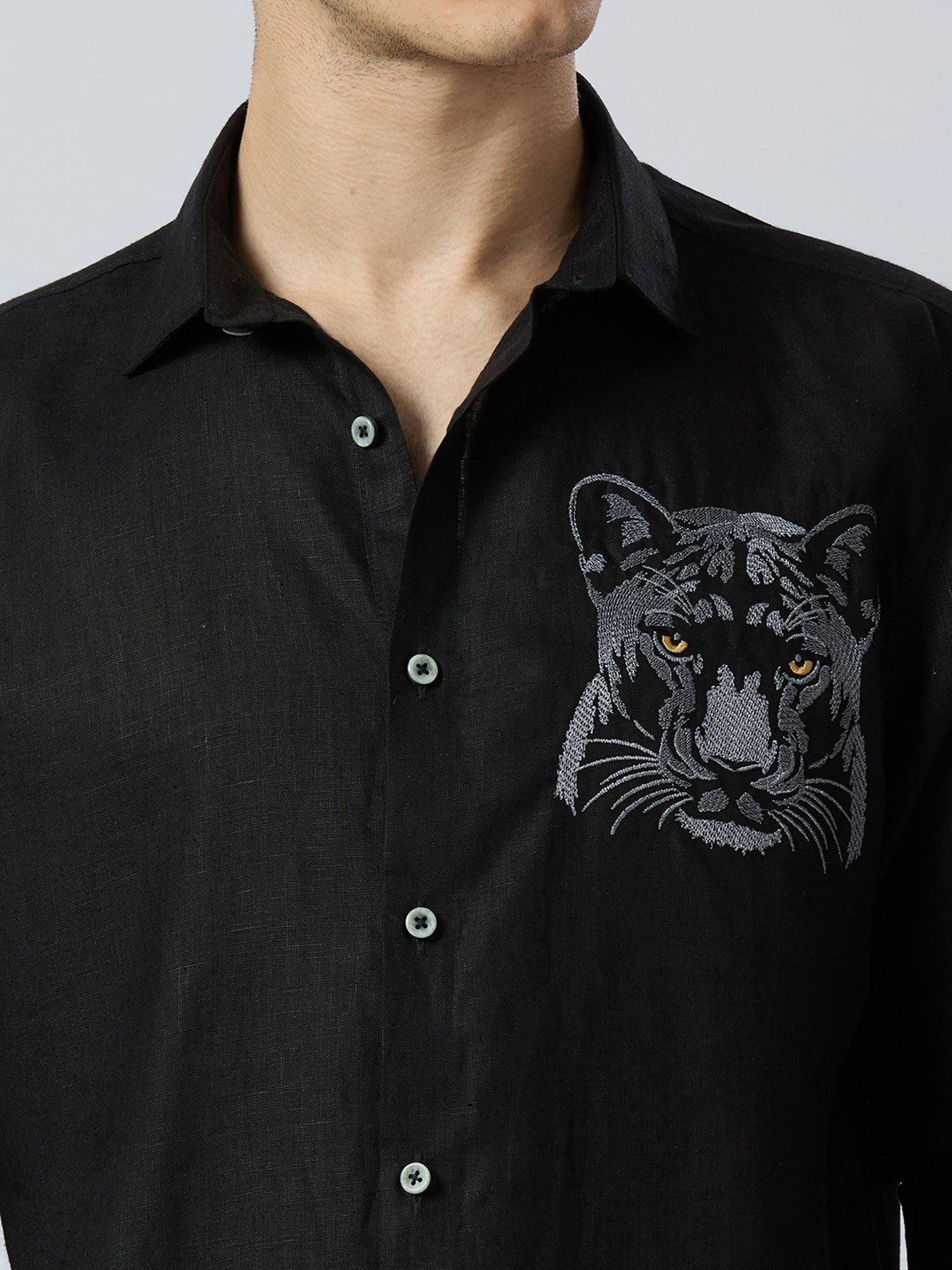 Regal Panther Pure Linen—Onyx - Bhrata