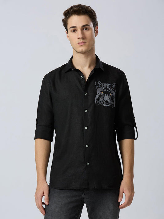 Regal Panther Pure Linen—Onyx - Bhrata